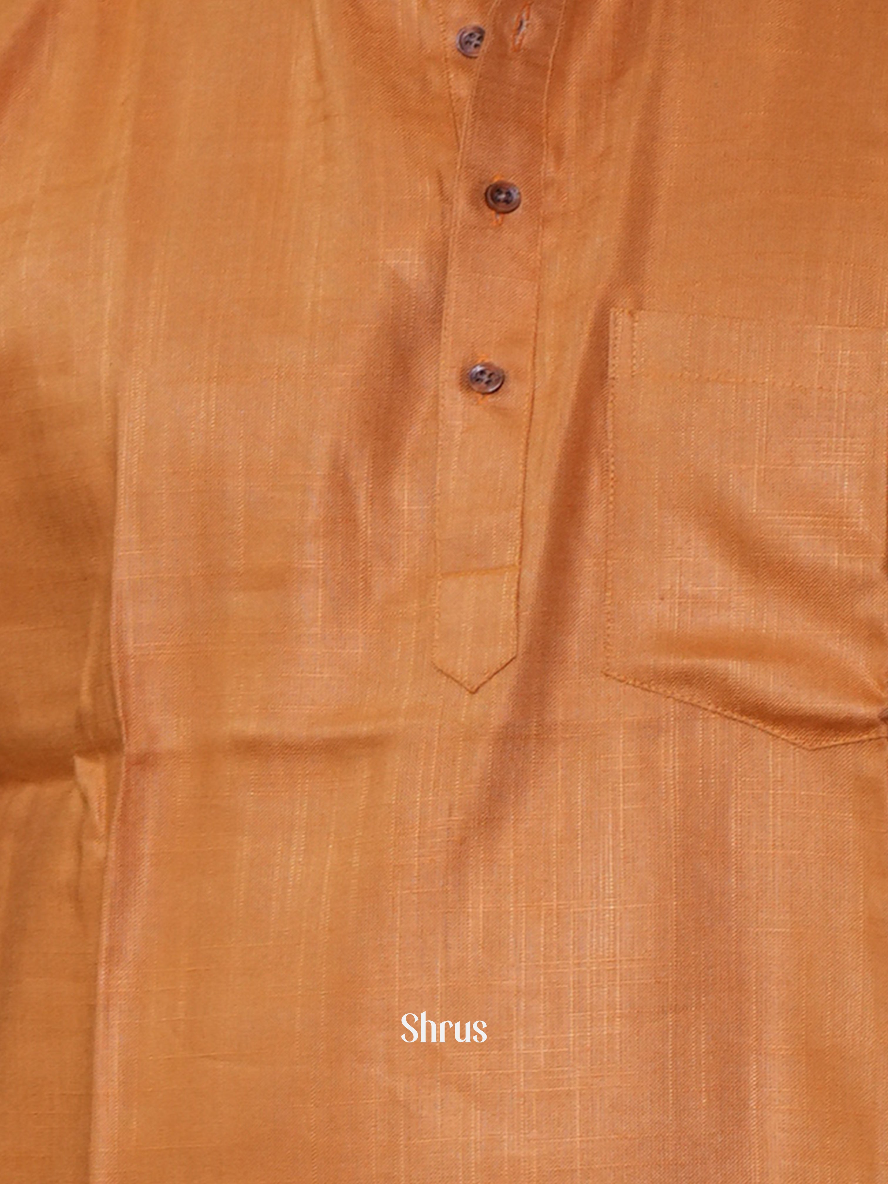 Orange - Readymade Mens Short Kurta