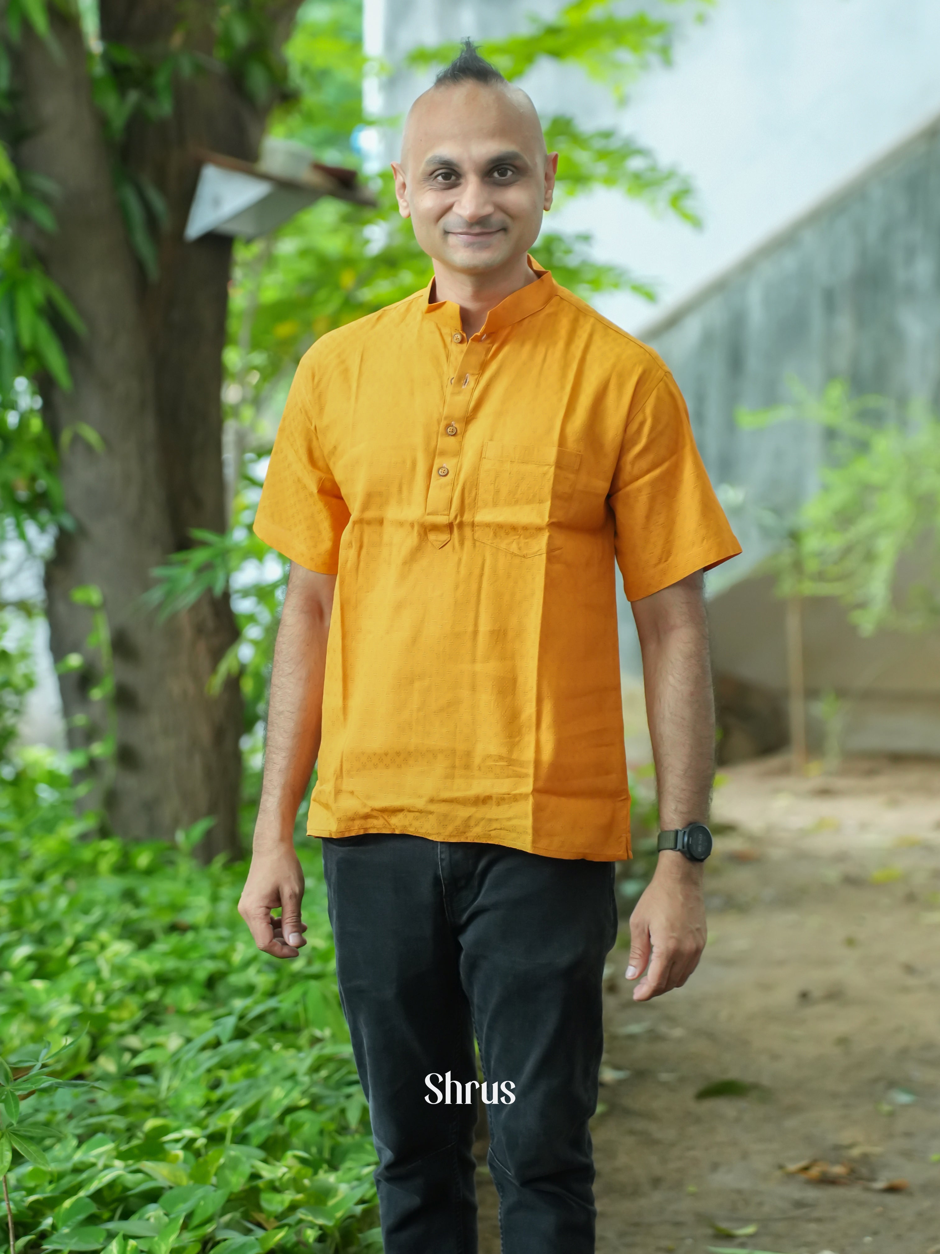 Mustard - Readymade Mens Kurta