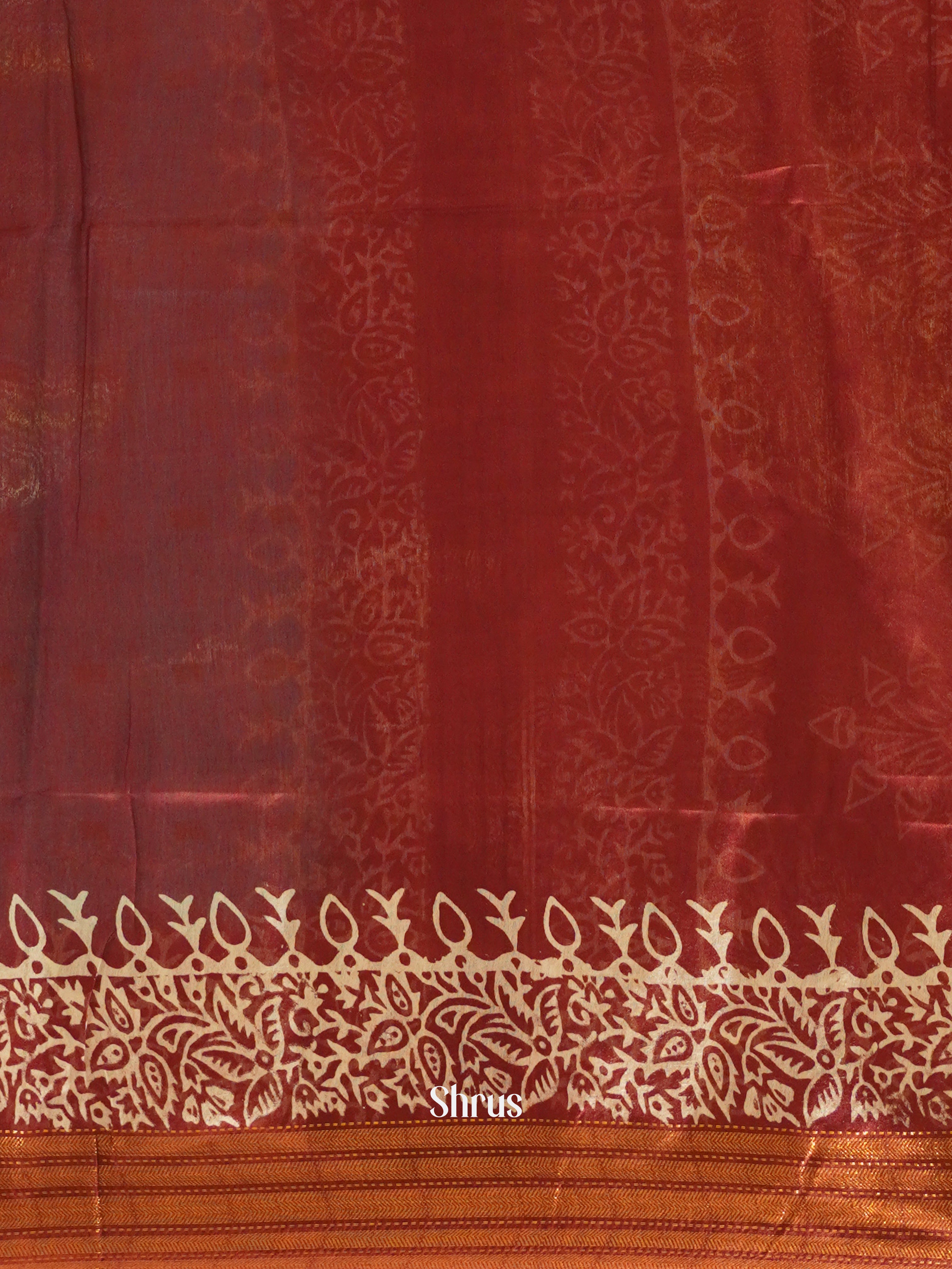 Green & Red - Semi Tussar Saree - Shop on ShrusEternity.com