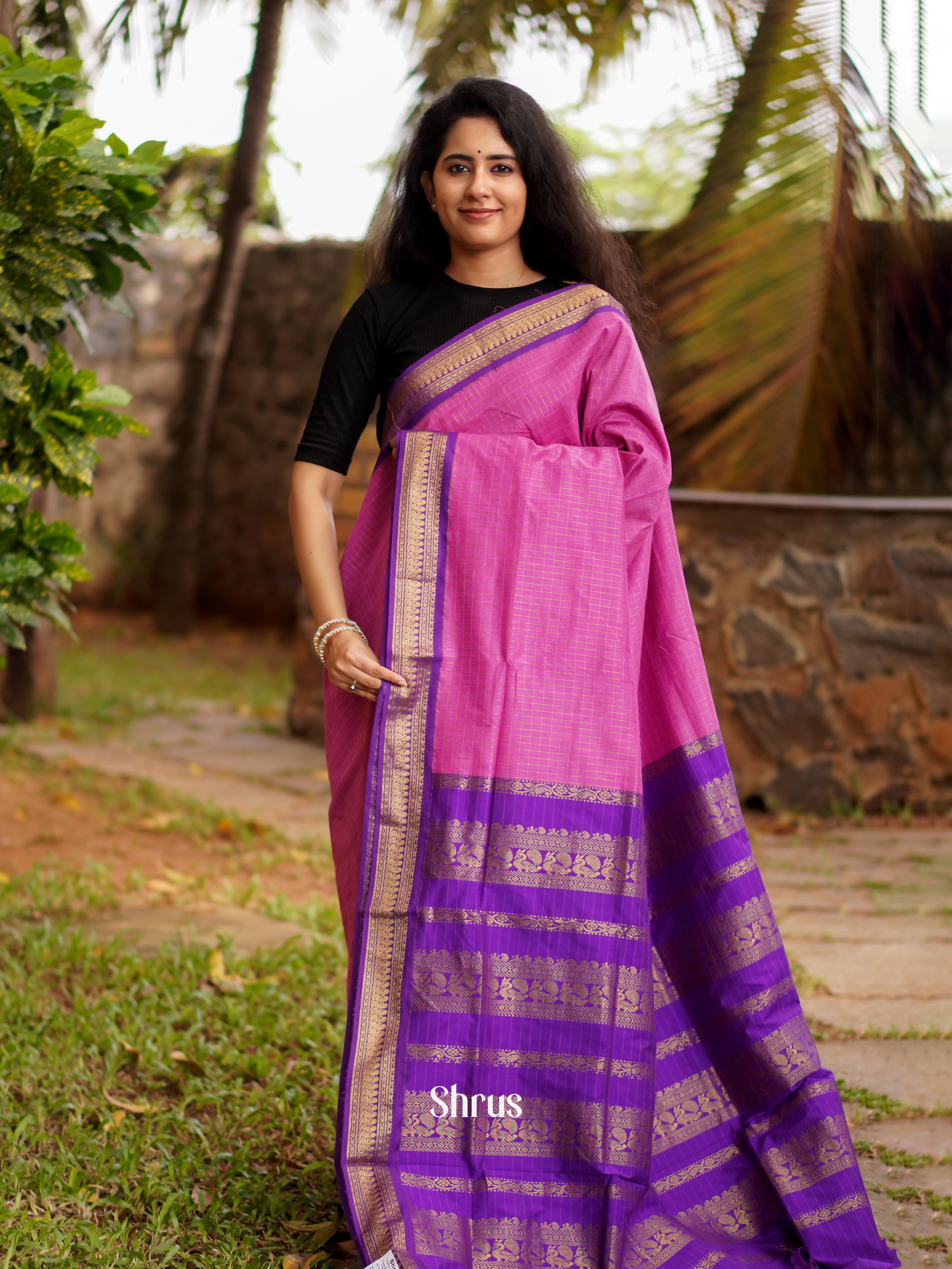 Pink & Purple - Kalyani Cotton Saree