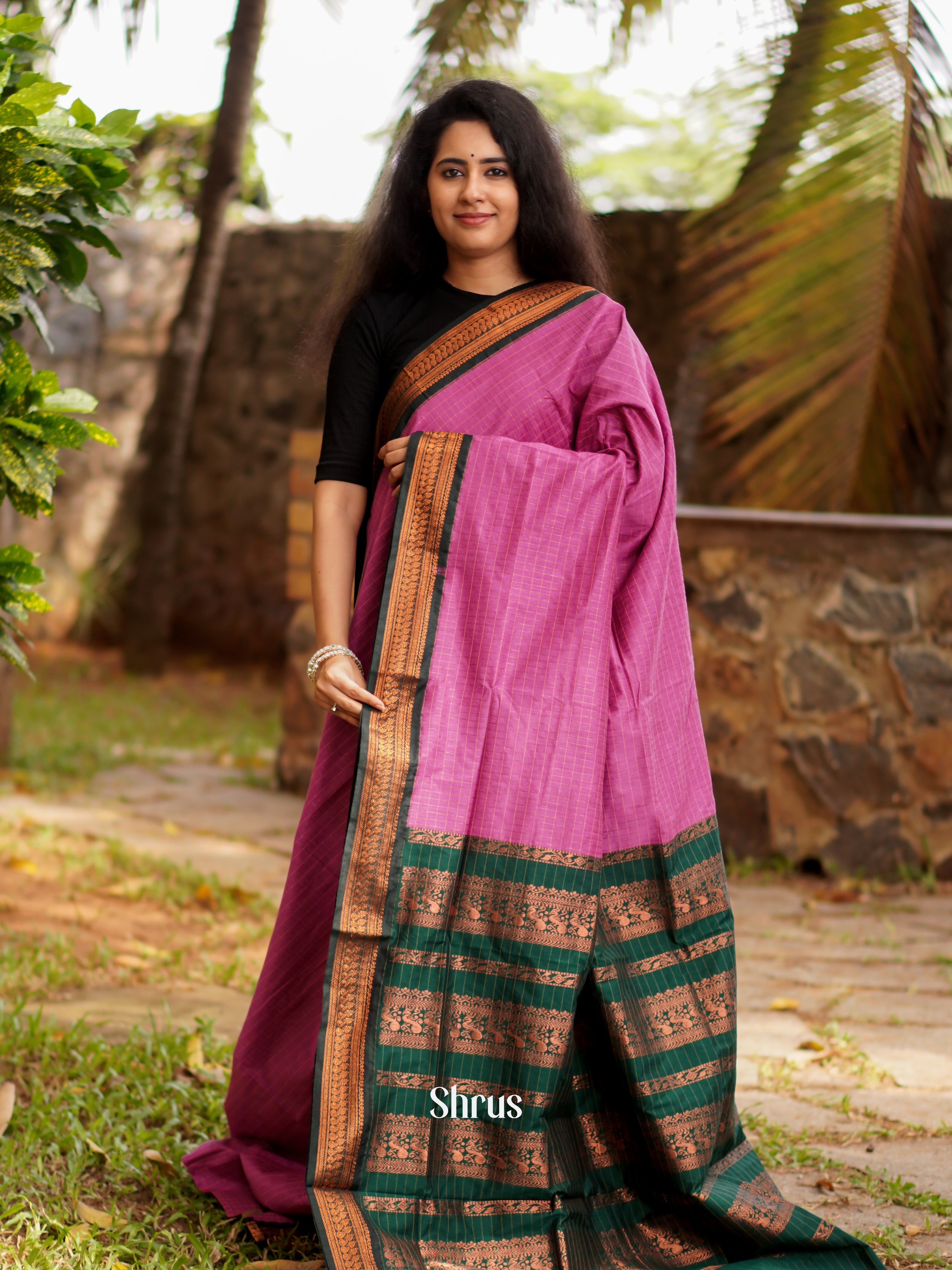 Pink & Green - Kalyani Cotton Saree