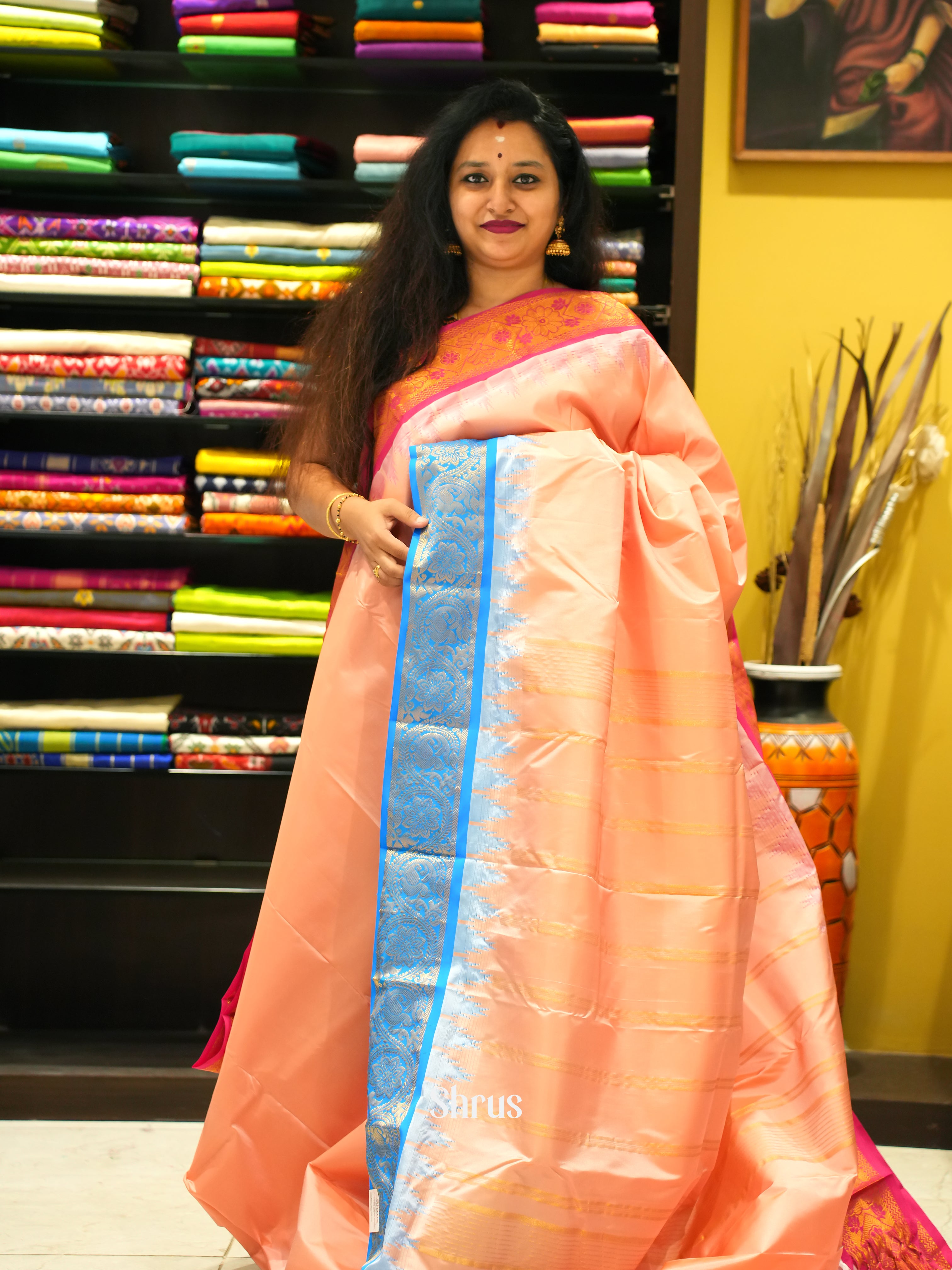 CES16006 - Kanchipuram-halfpure Saree - Shop on ShrusEternity.com