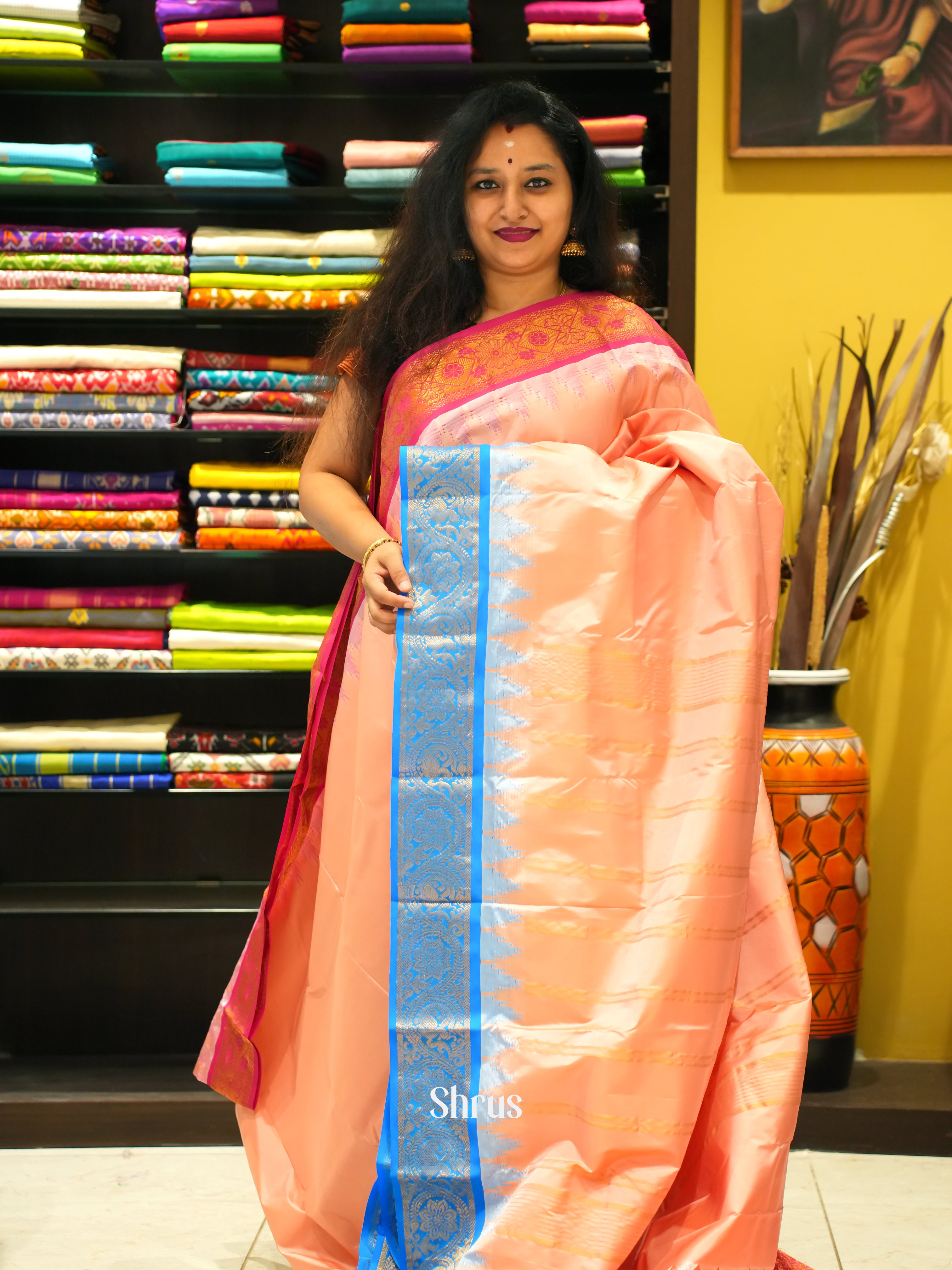 CES16009 - Kanchipuram-halfpure Saree - Shop on ShrusEternity.com