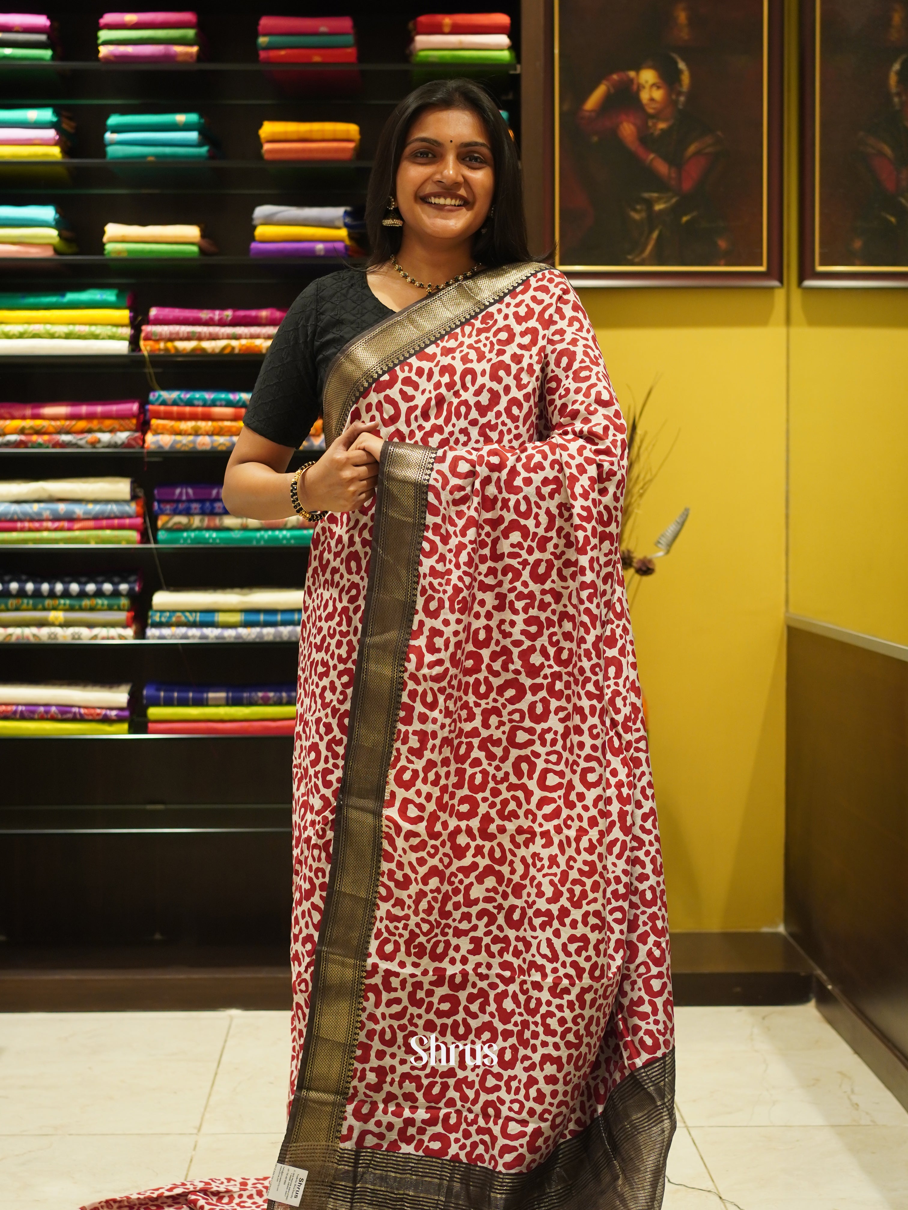Red & Black - Art Modal Saree - Shop on ShrusEternity.com