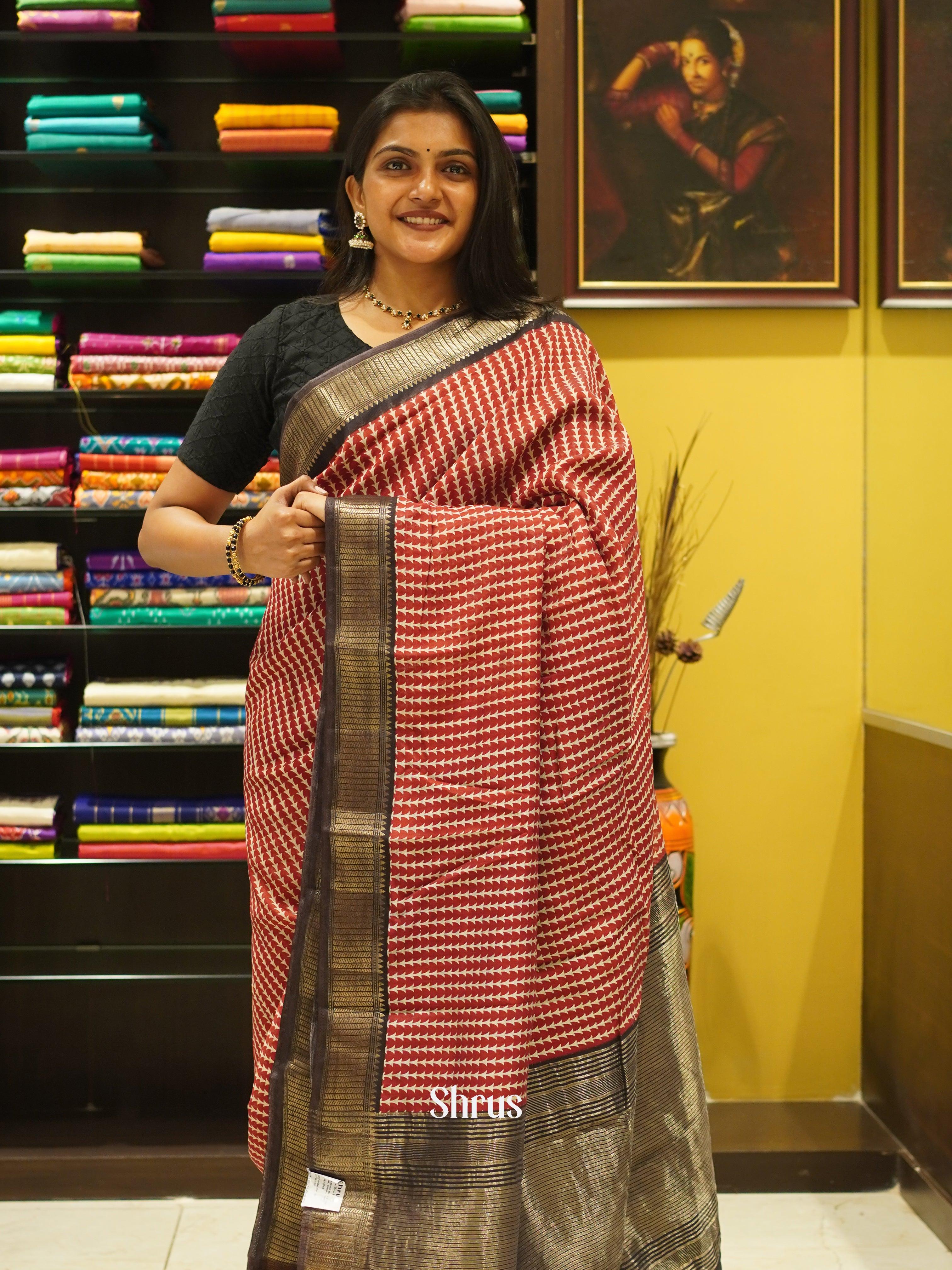 Red & Black - Art Modal Saree - Shop on ShrusEternity.com