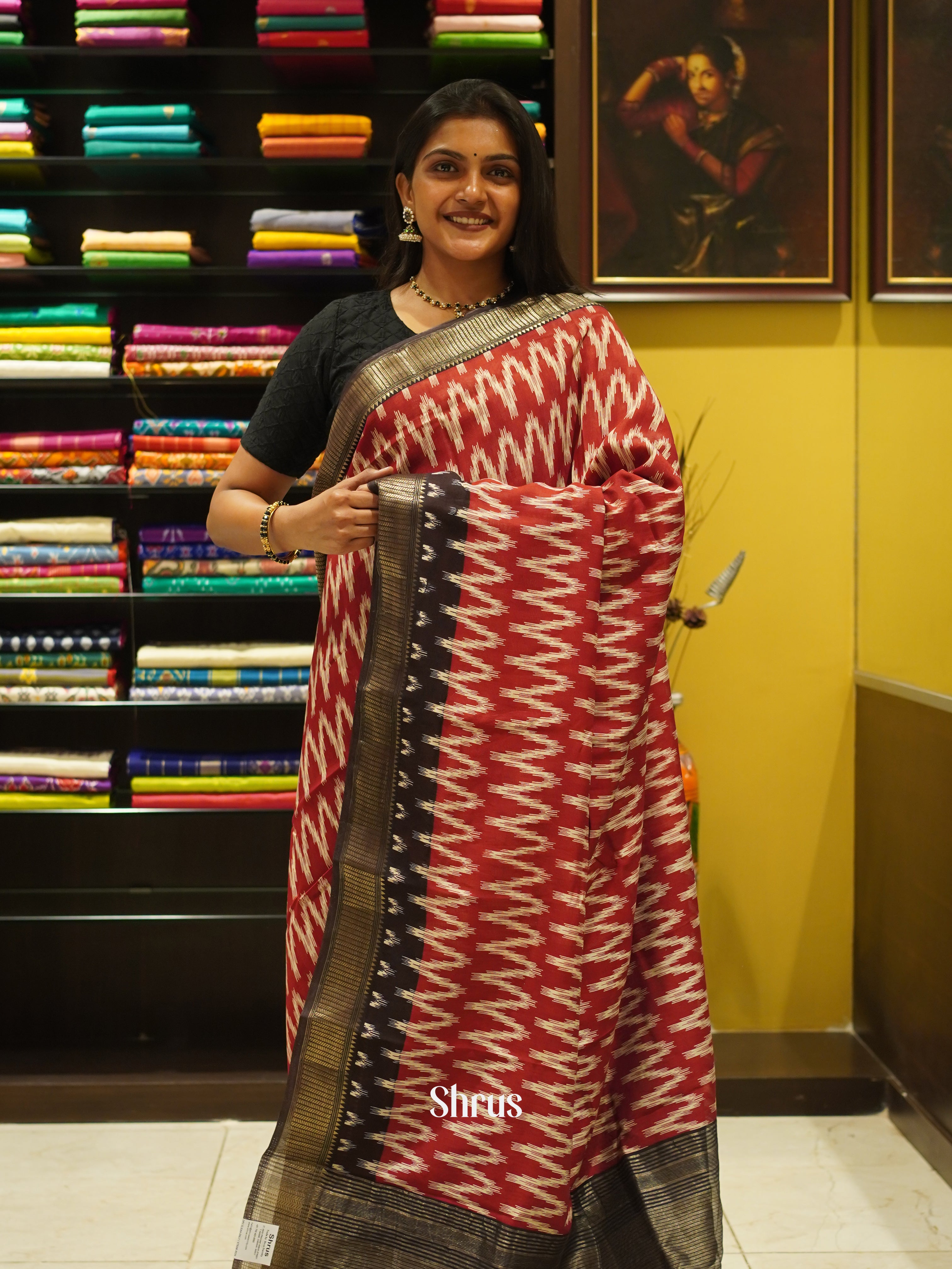 Red & Black - Art Modal Saree - Shop on ShrusEternity.com