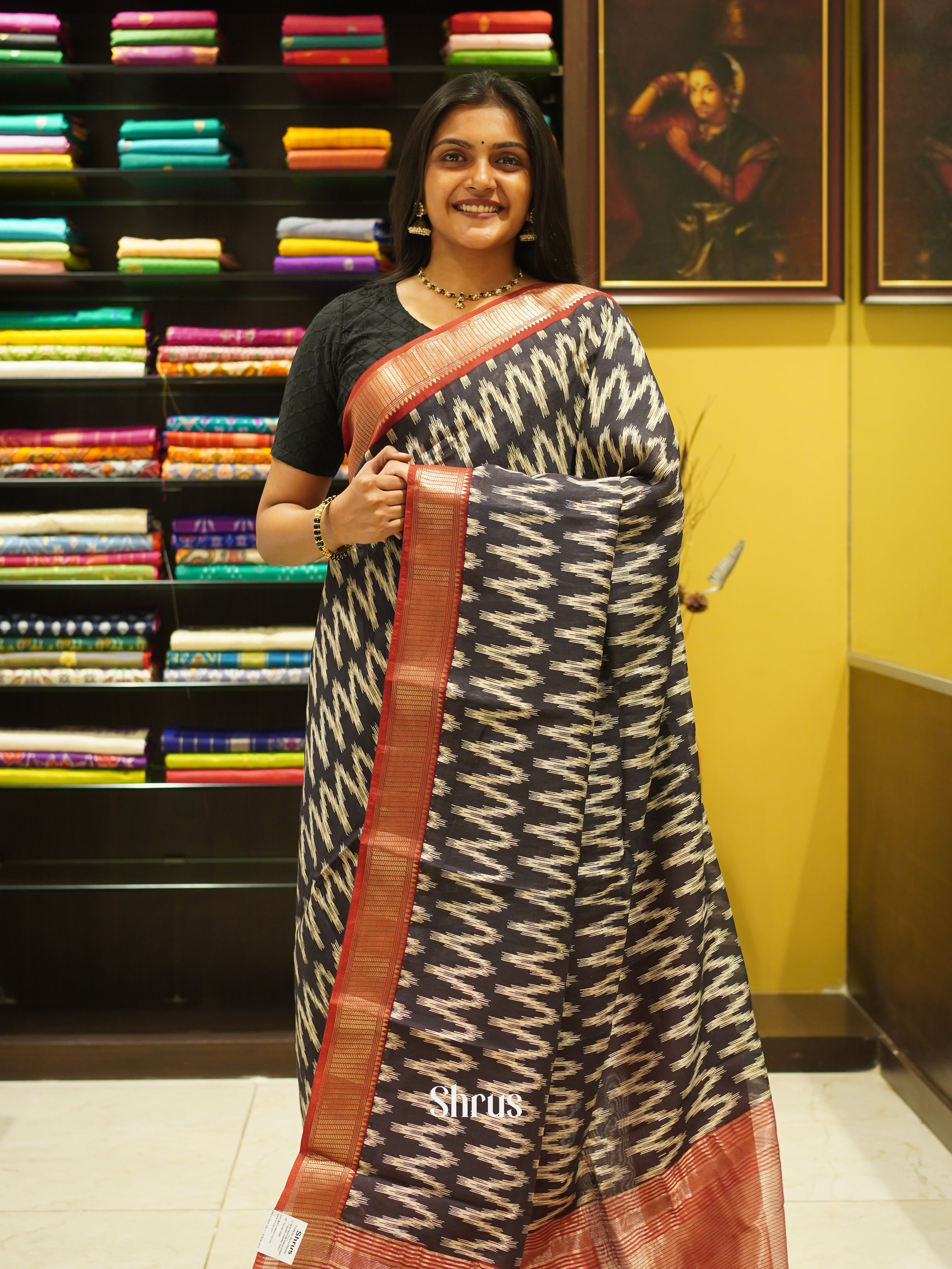 Black & Red - Art Modal Saree - Shop on ShrusEternity.com