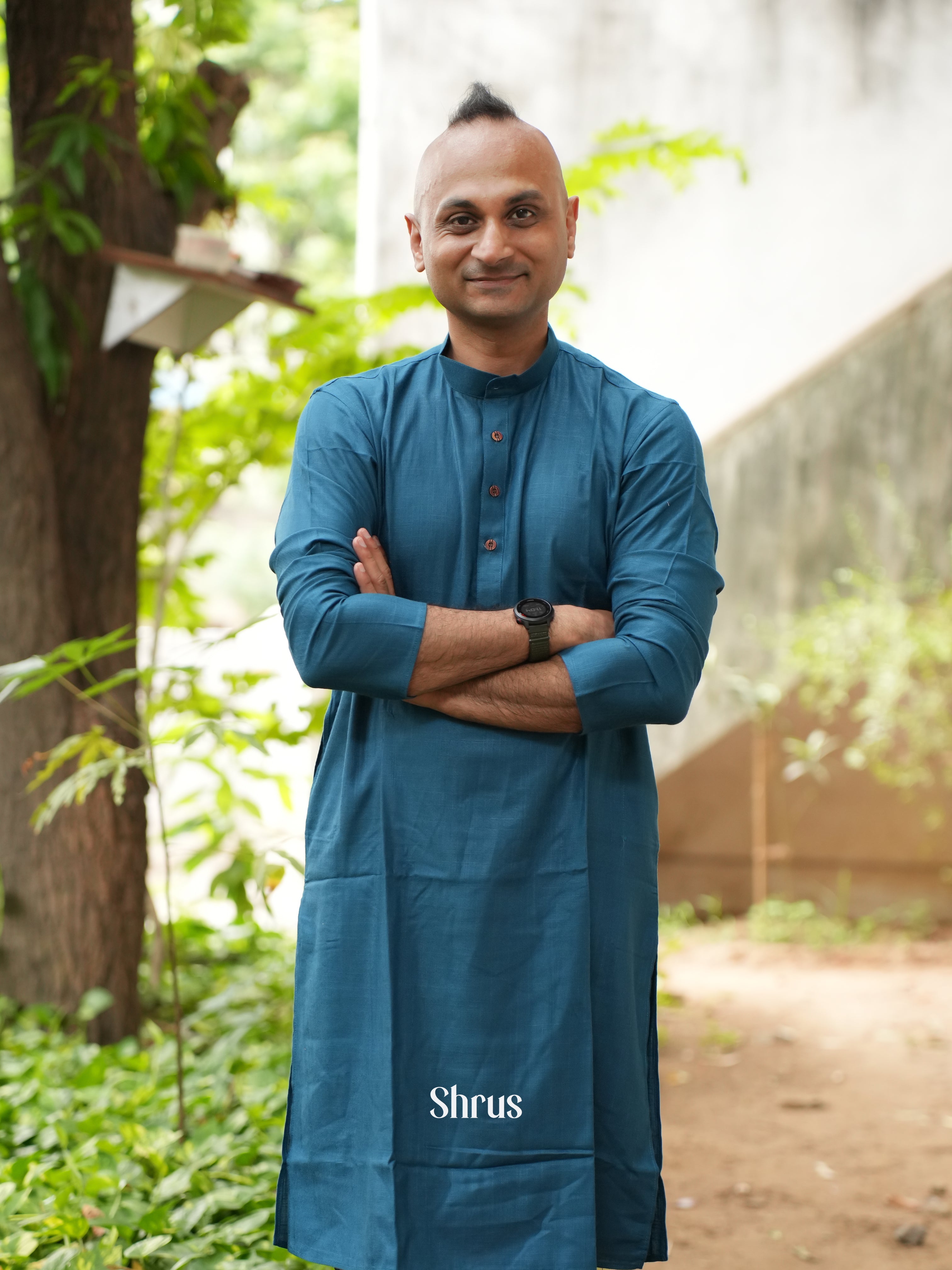 Blue - Readymade Mens Kurta - Shop on ShrusEternity.com