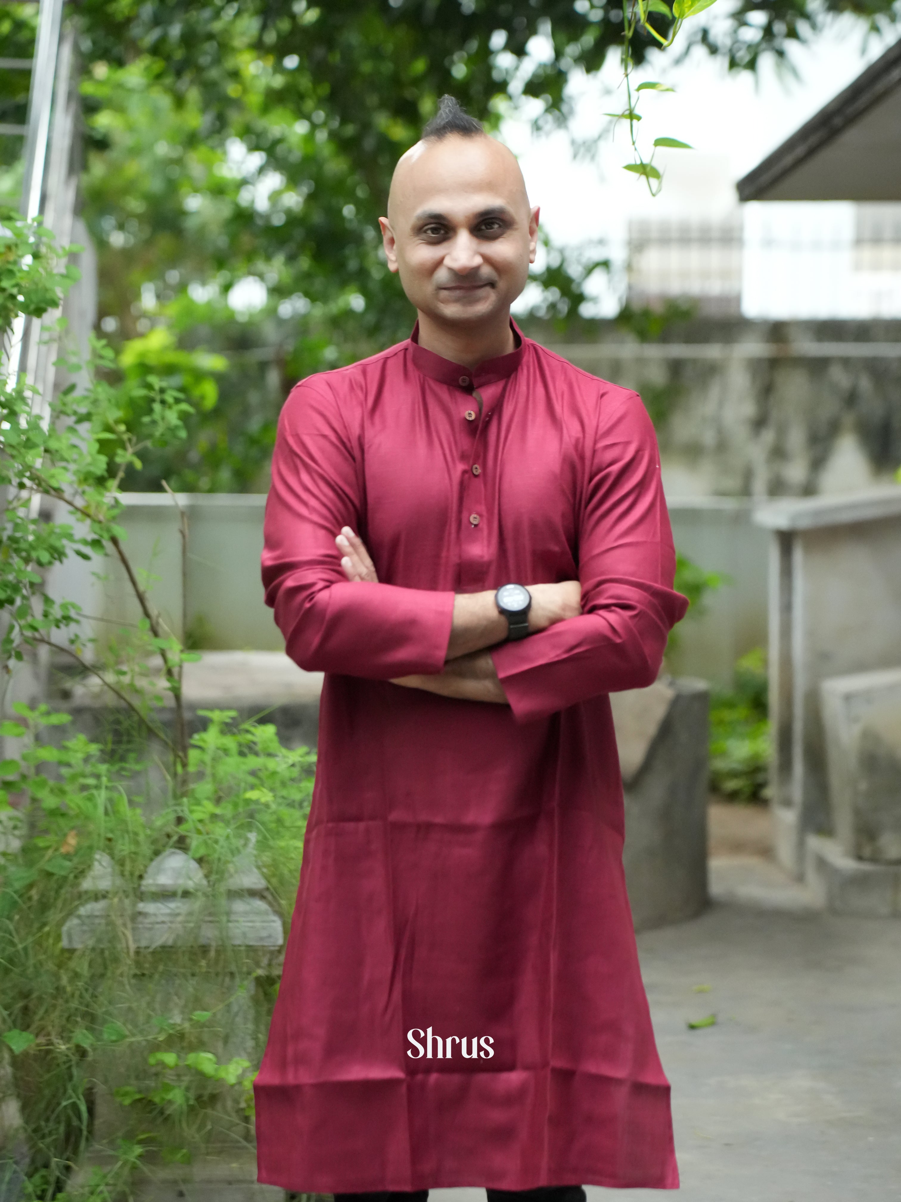 Red - Readymade Mens Kurta - Shop on ShrusEternity.com