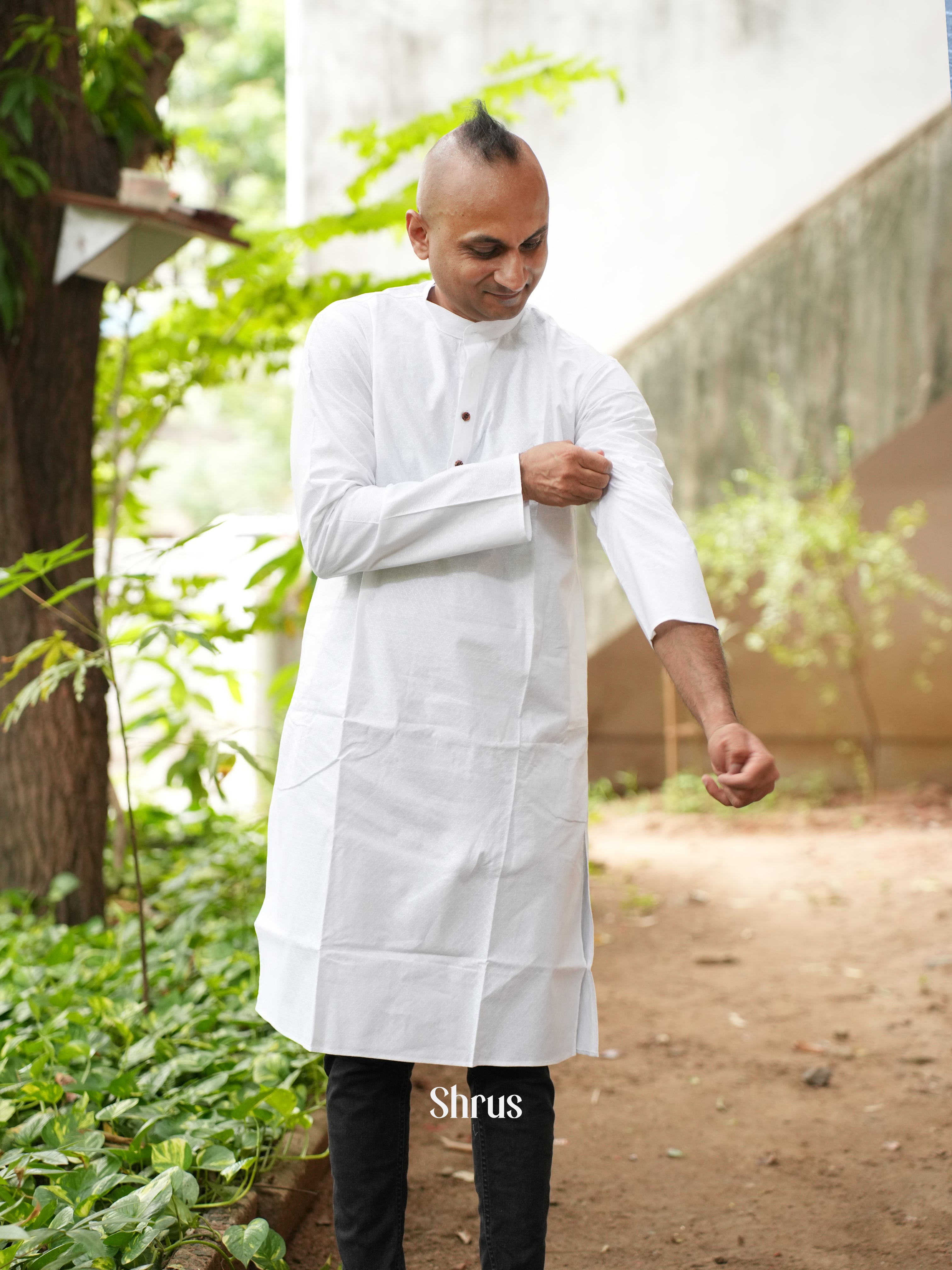 White - Readymade Mens Kurta - Shop on ShrusEternity.com