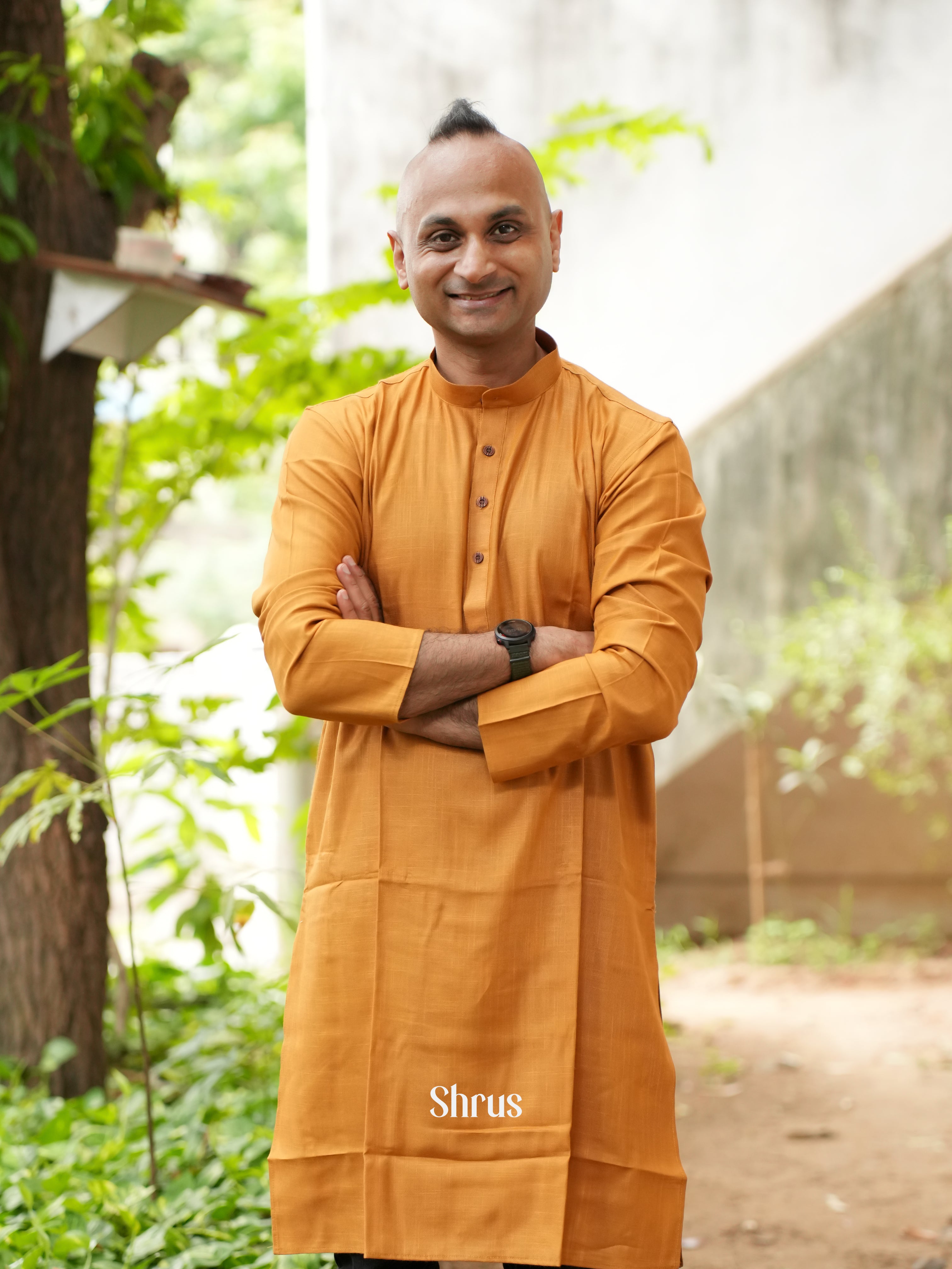 Orange - Readymade Mens Kurta - Shop on ShrusEternity.com