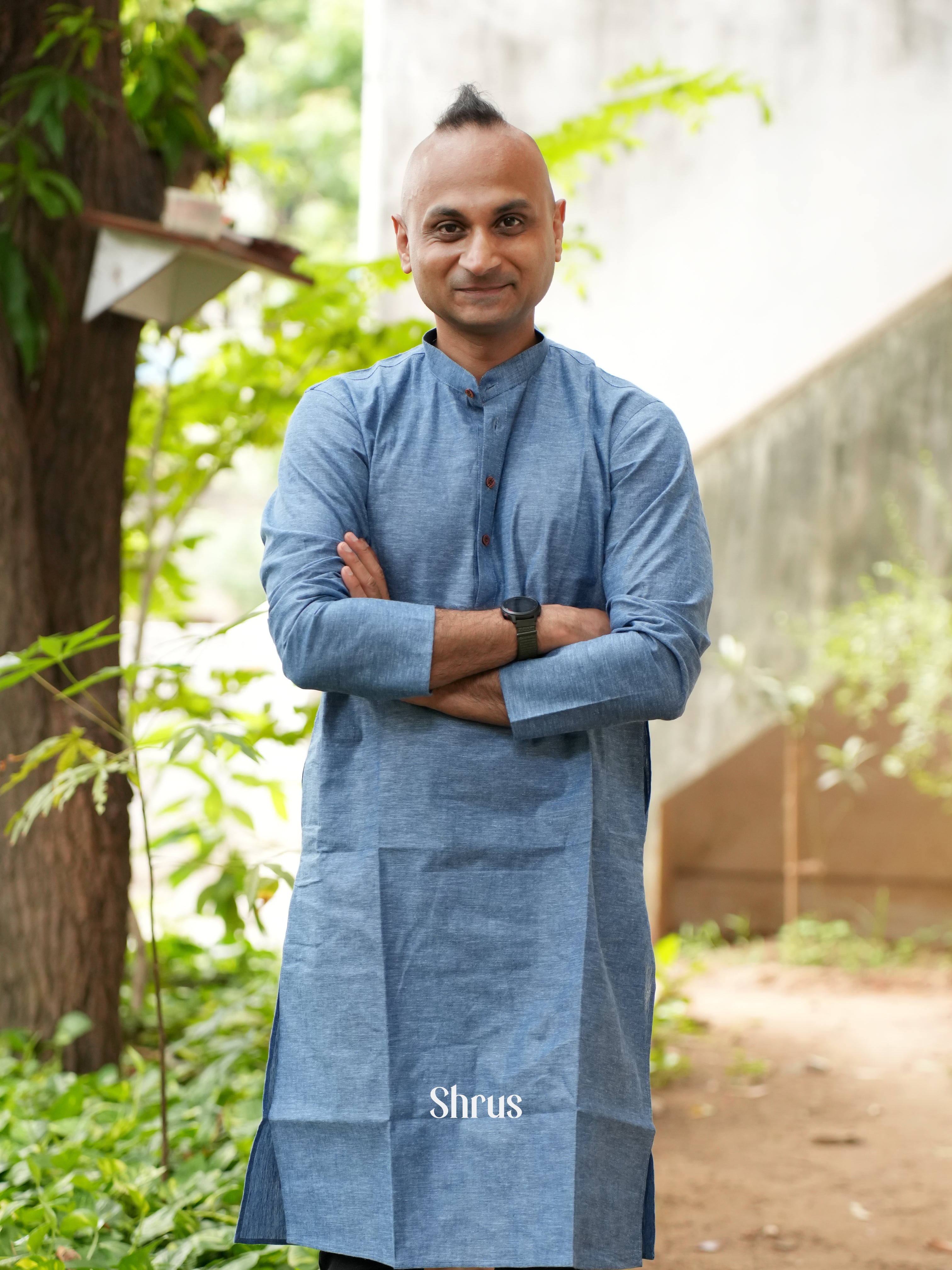 Blue - Readymade Mens Kurta - Shop on ShrusEternity.com