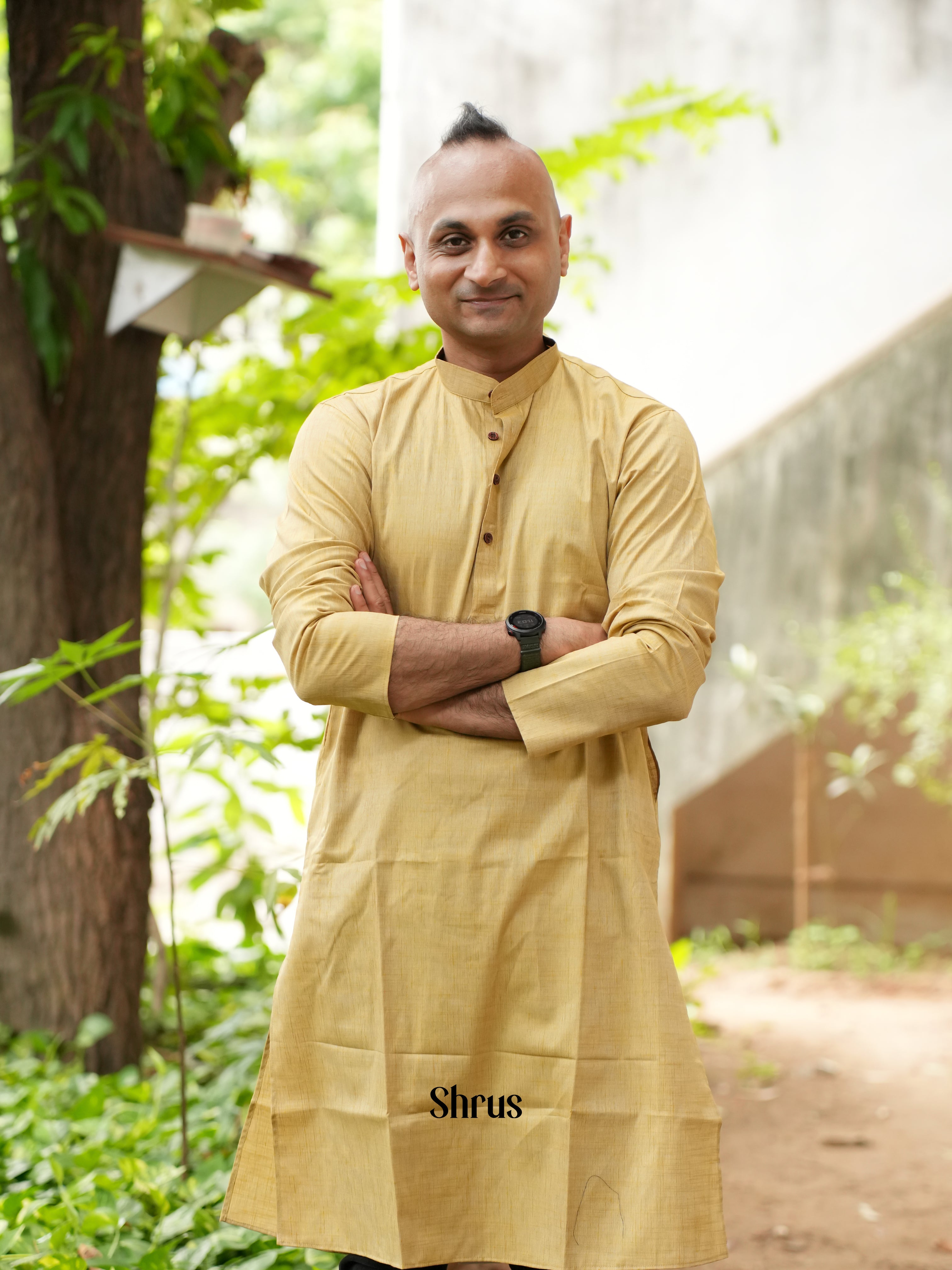 Beige - Readymade Mens Kurta - Shop on ShrusEternity.com