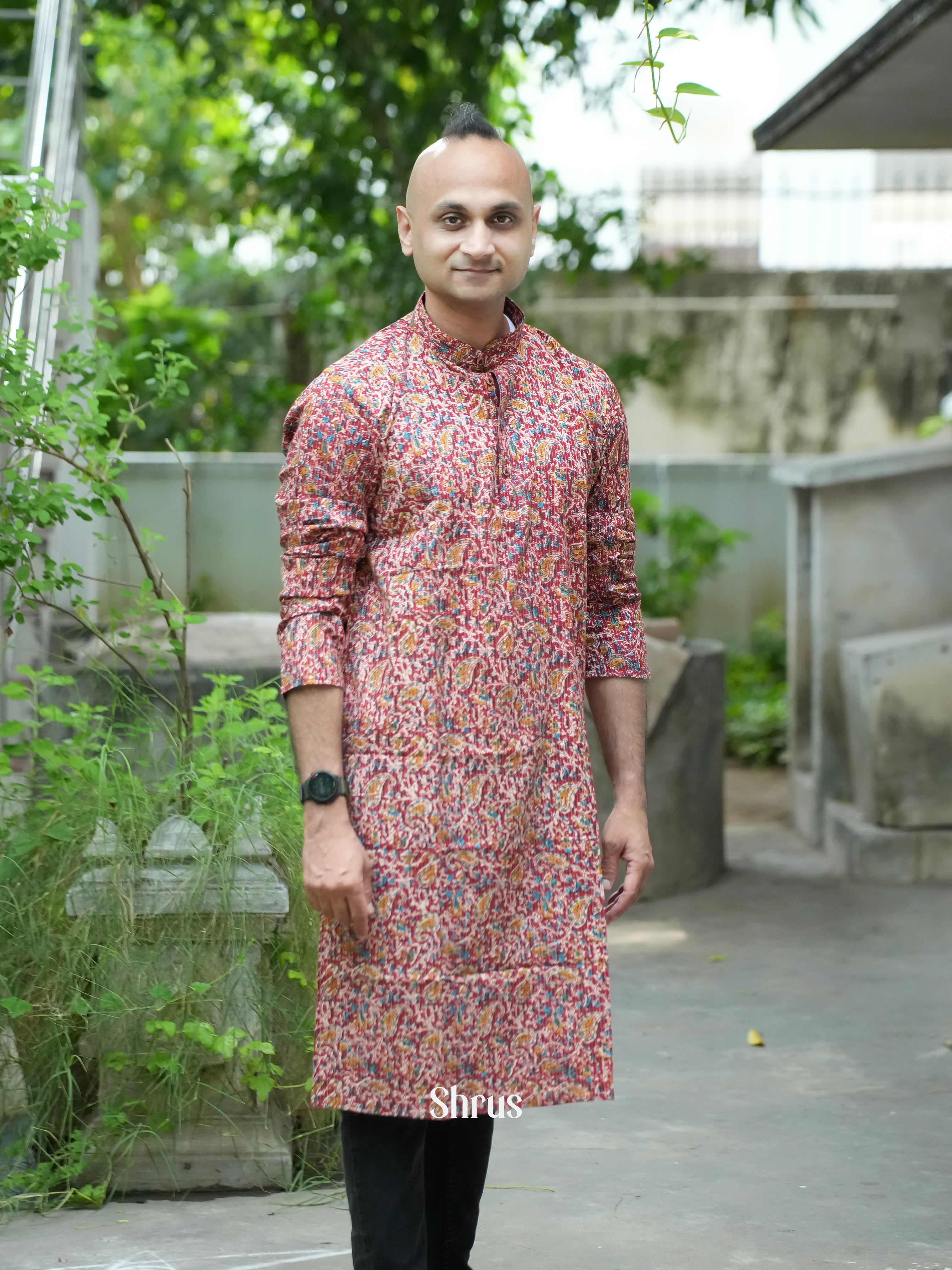 Pink -Readymade Mens Kurta - Shop on ShrusEternity.com