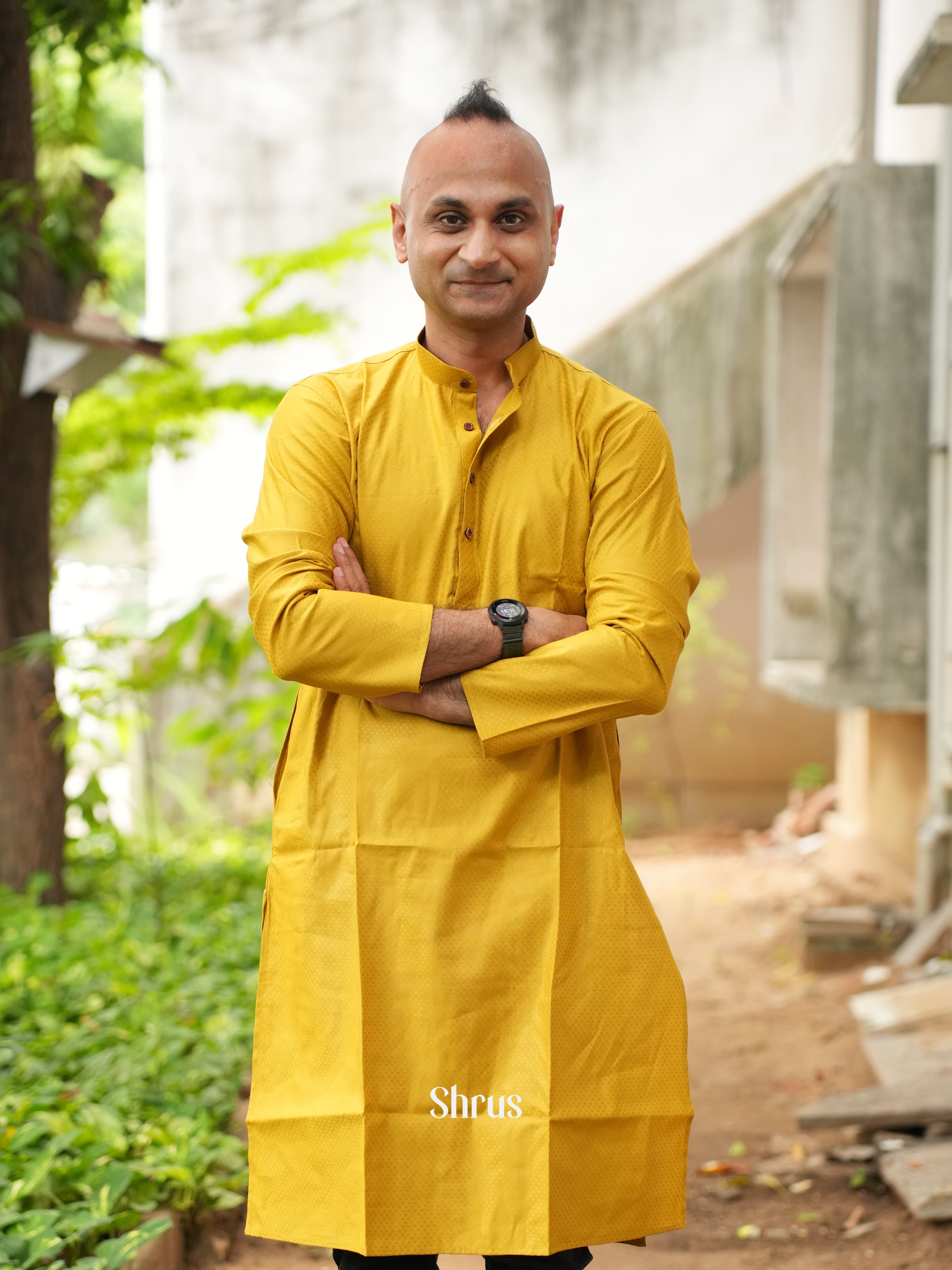 Mustard - Readymade Mens Kurta - Shop on ShrusEternity.com