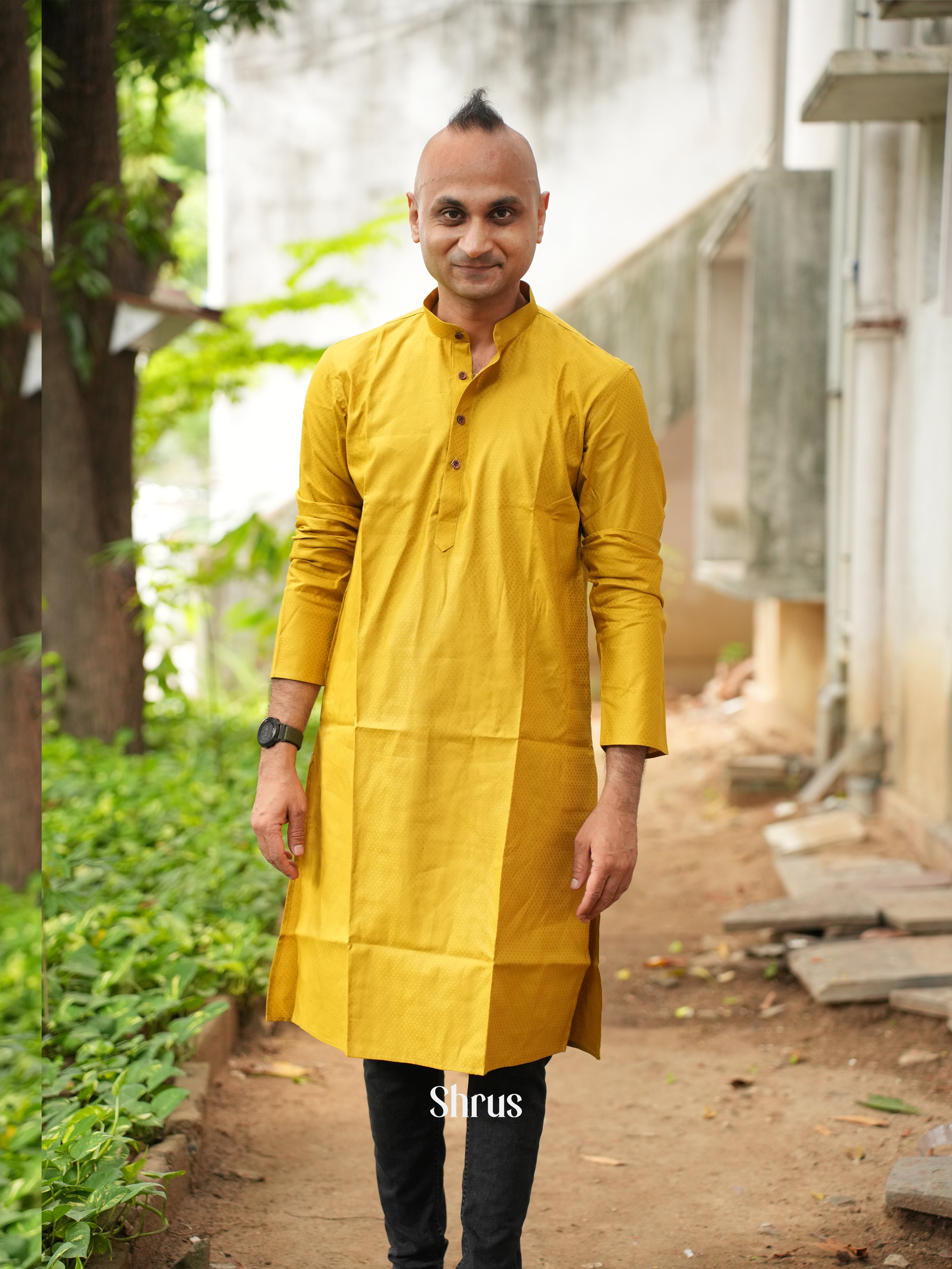 Mustard - Readymade Mens Kurta - Shop on ShrusEternity.com