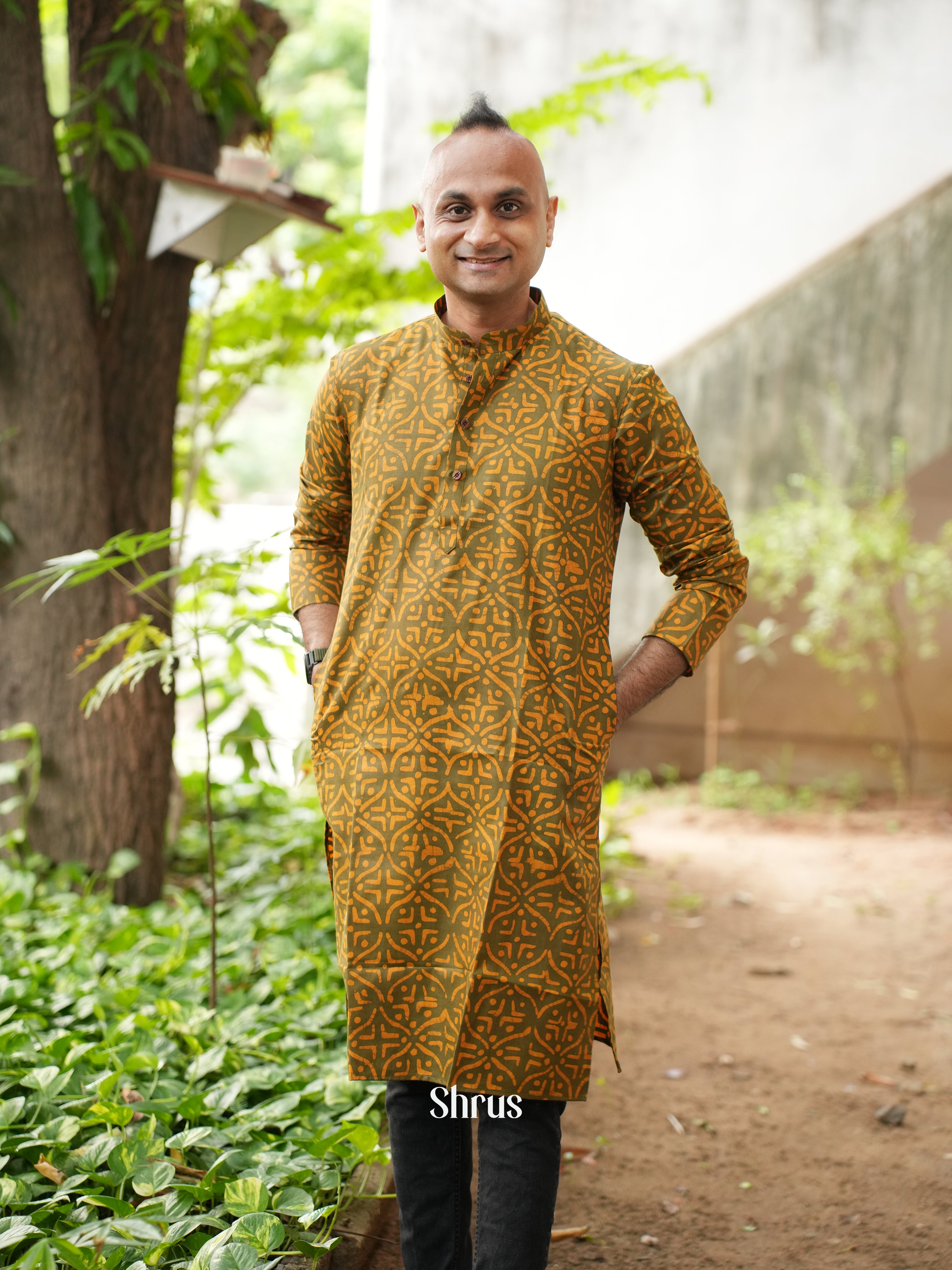 Green - Readymade Mens Kurta - Shop on ShrusEternity.com