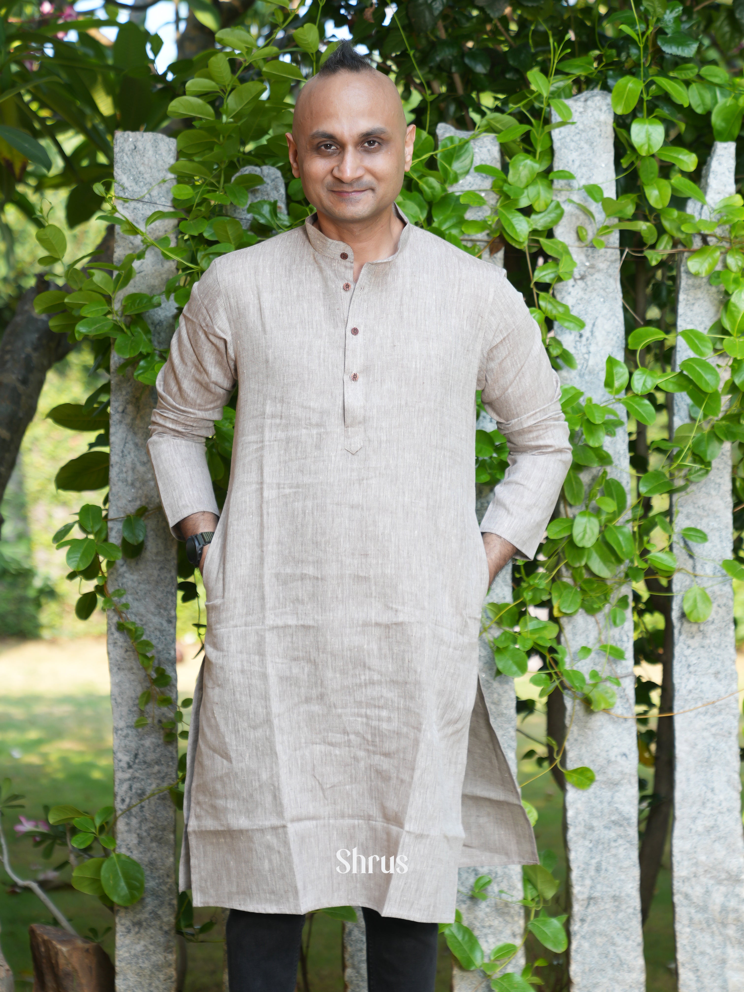 Grey - Readymade Mens Kurta