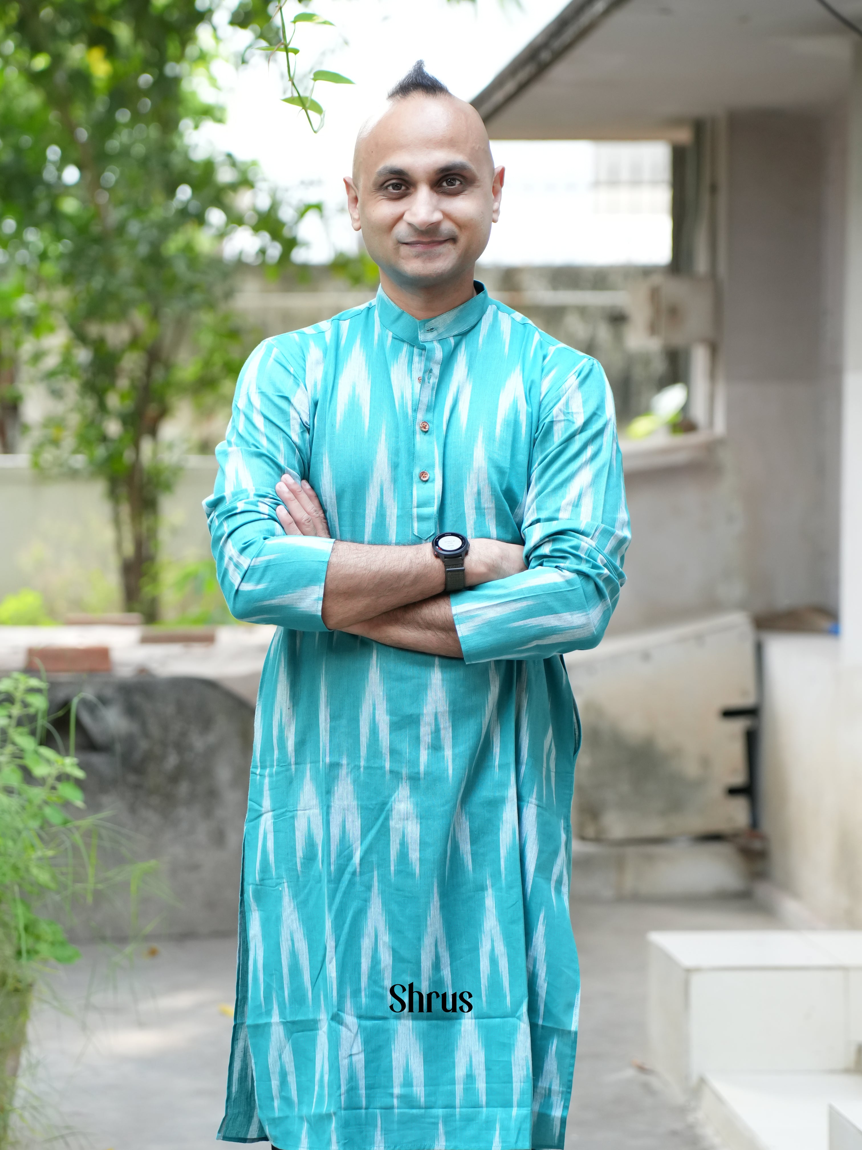 Blue - Readymade Mens Kurta - Shop on ShrusEternity.com