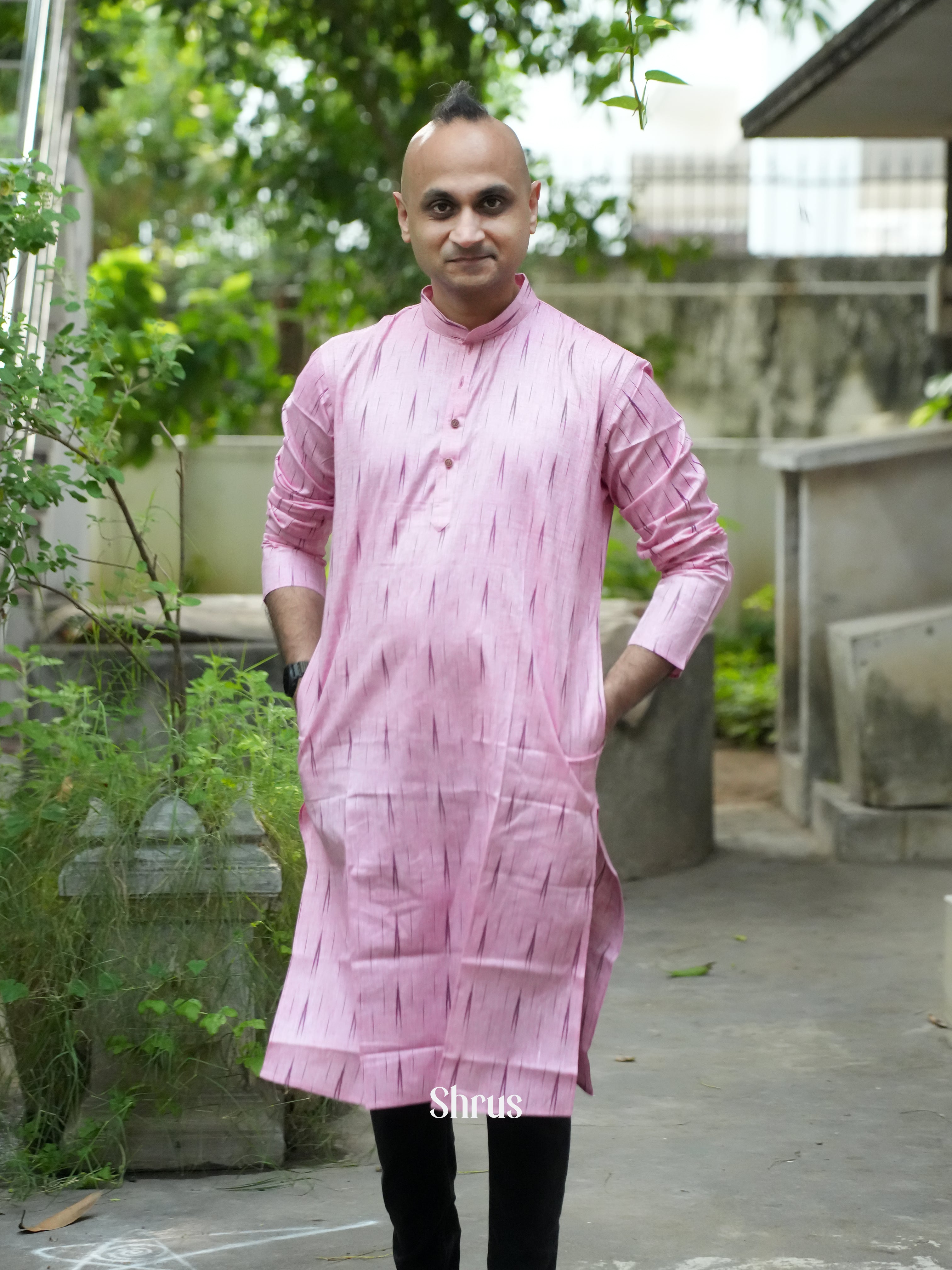 Pink - Readymade Mens Kurta - Shop on ShrusEternity.com