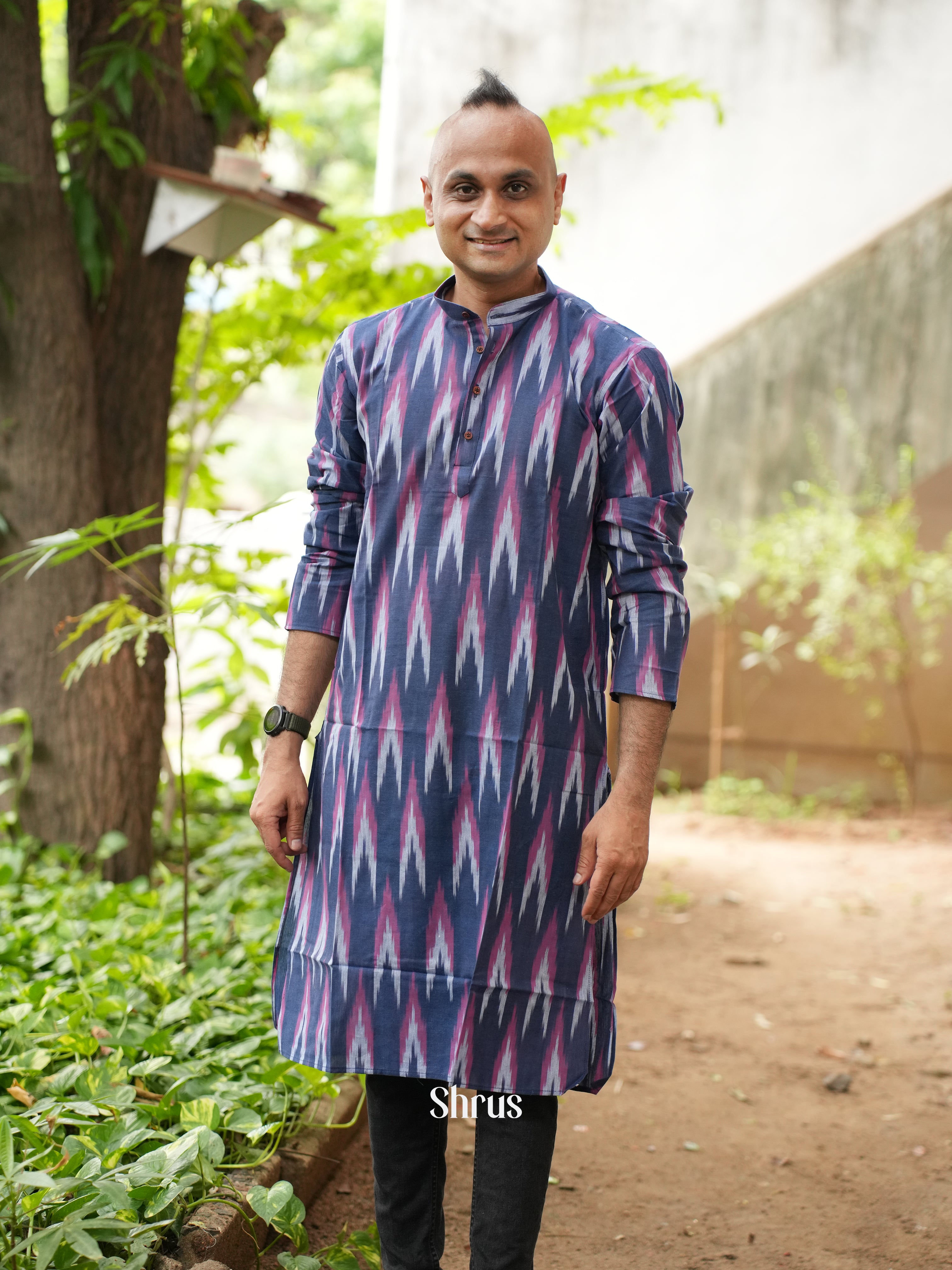 Blue - Readymade Mens Kurta - Shop on ShrusEternity.com