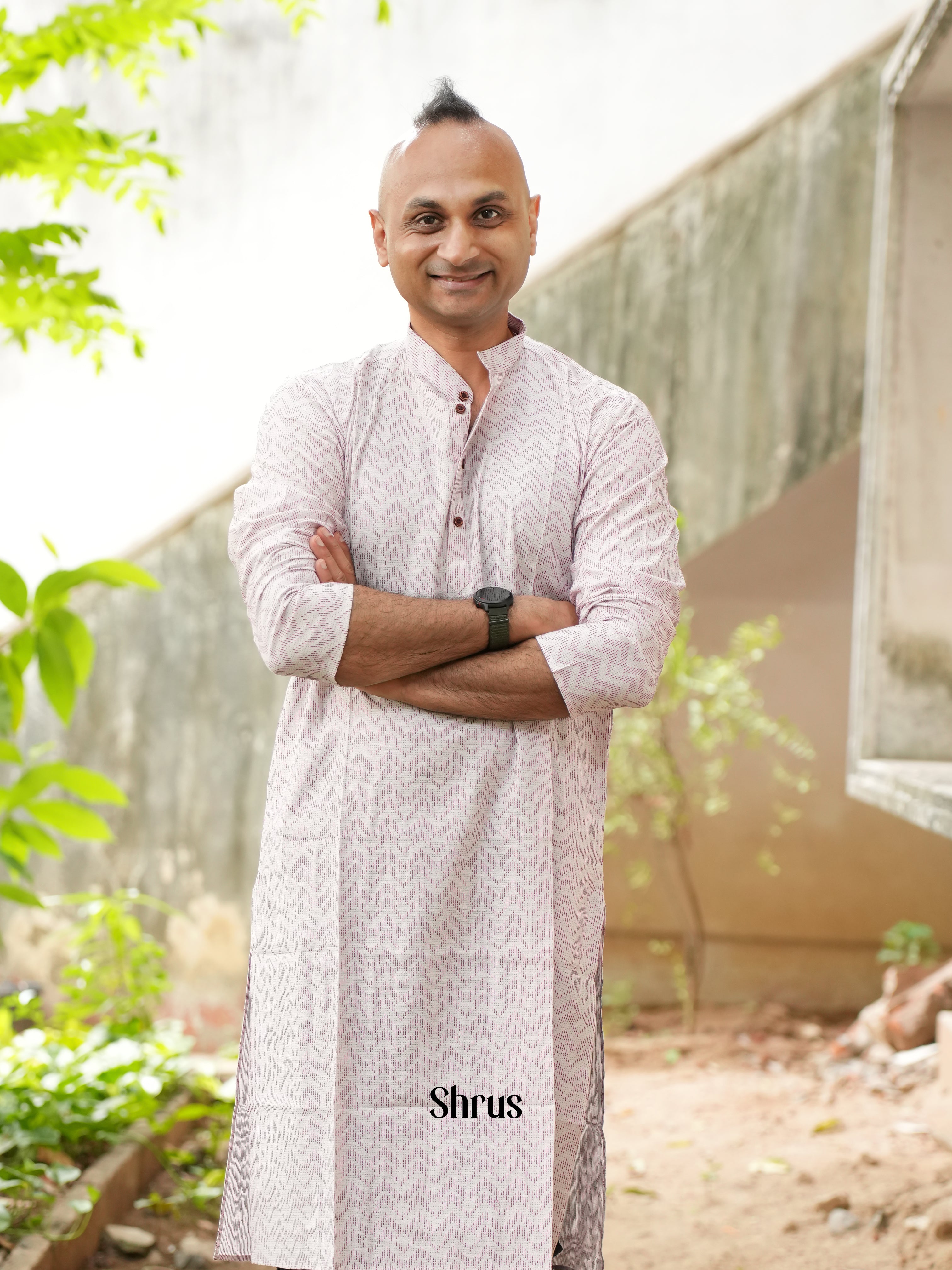 White & Purple - Readymade Mens Kurta - Shop on ShrusEternity.com