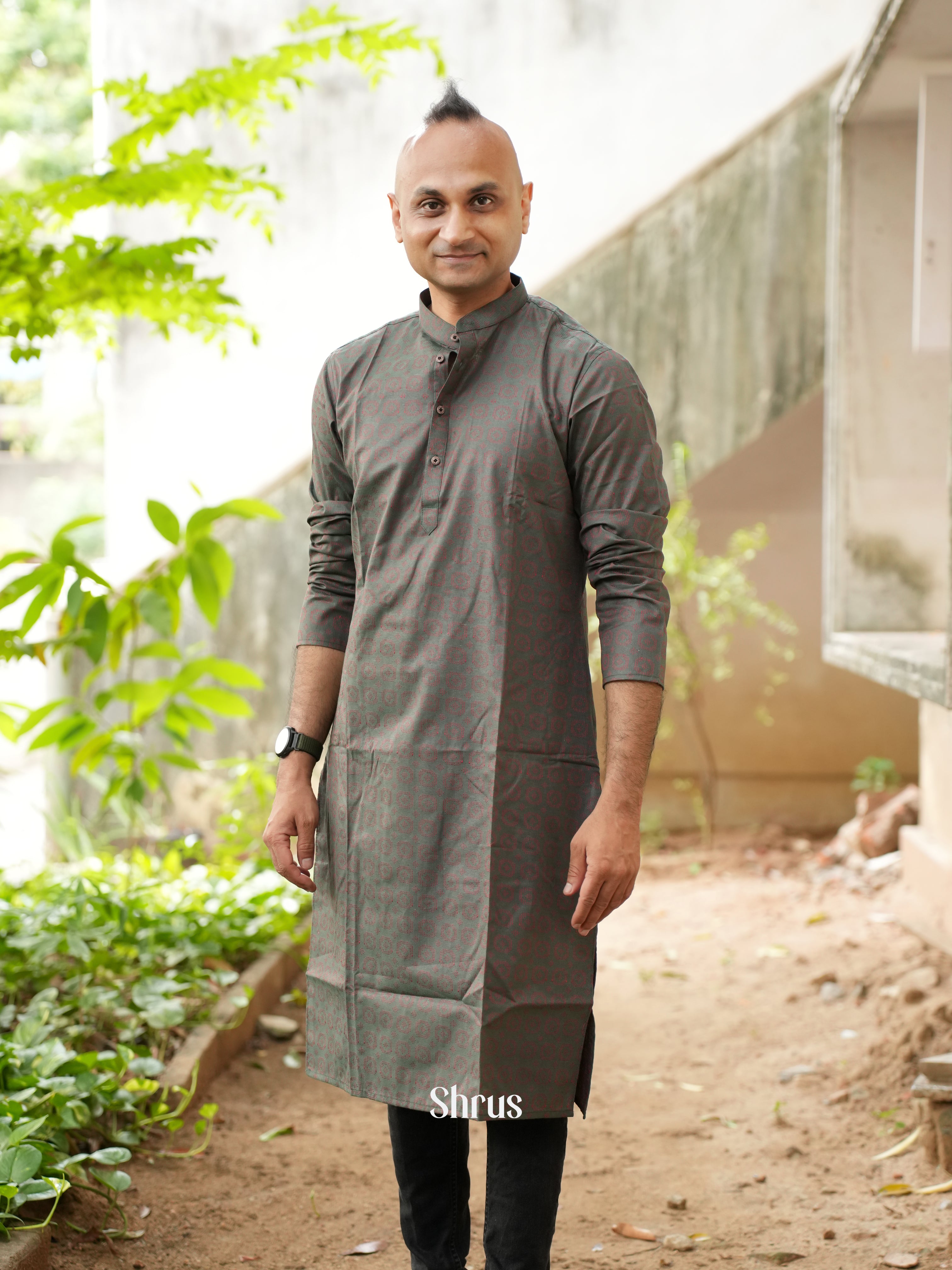 Grey - Readymade Mens Kurta - Shop on ShrusEternity.com