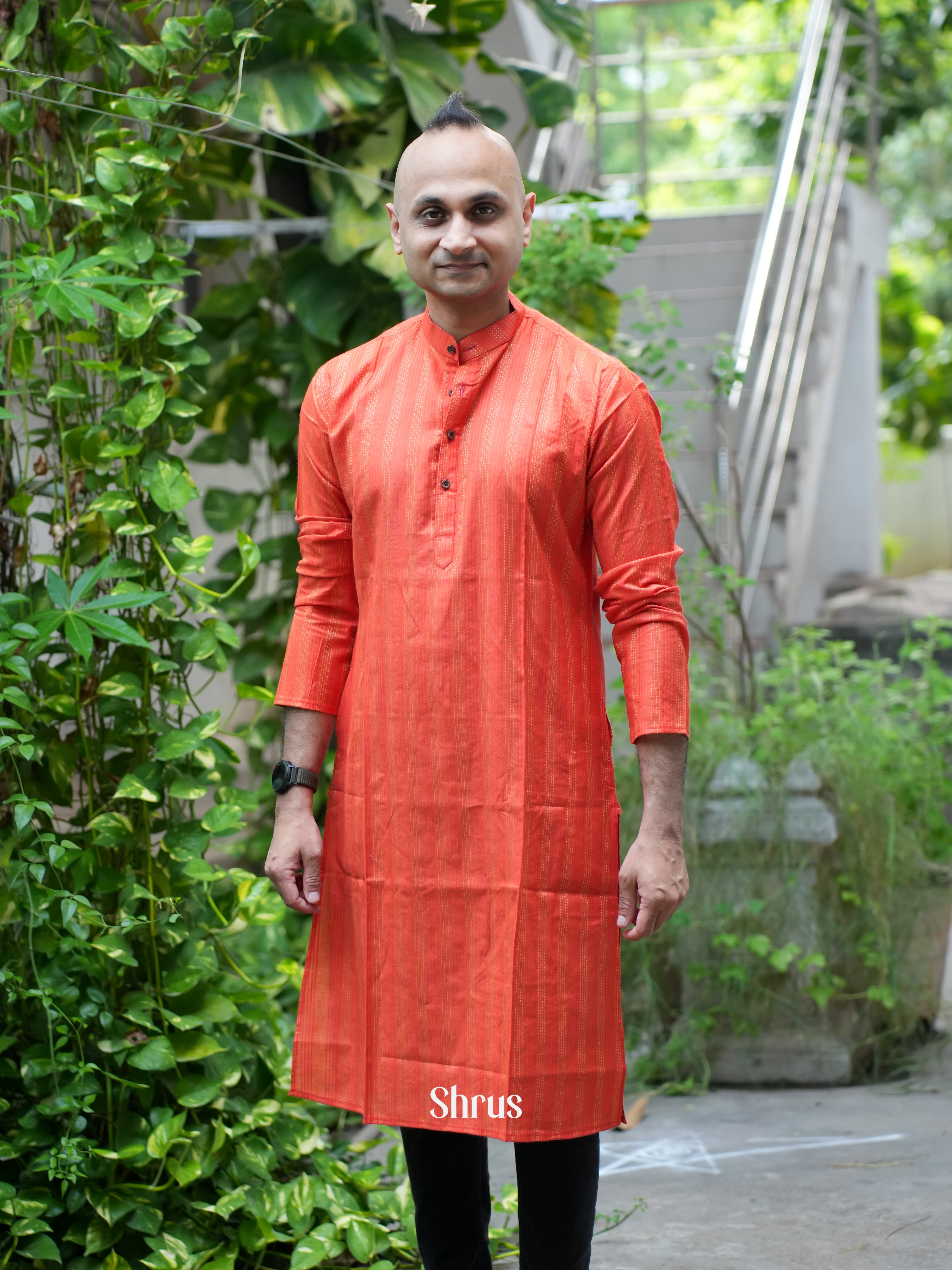 Orange - Readymade Mens Kurta - Shop on ShrusEternity.com