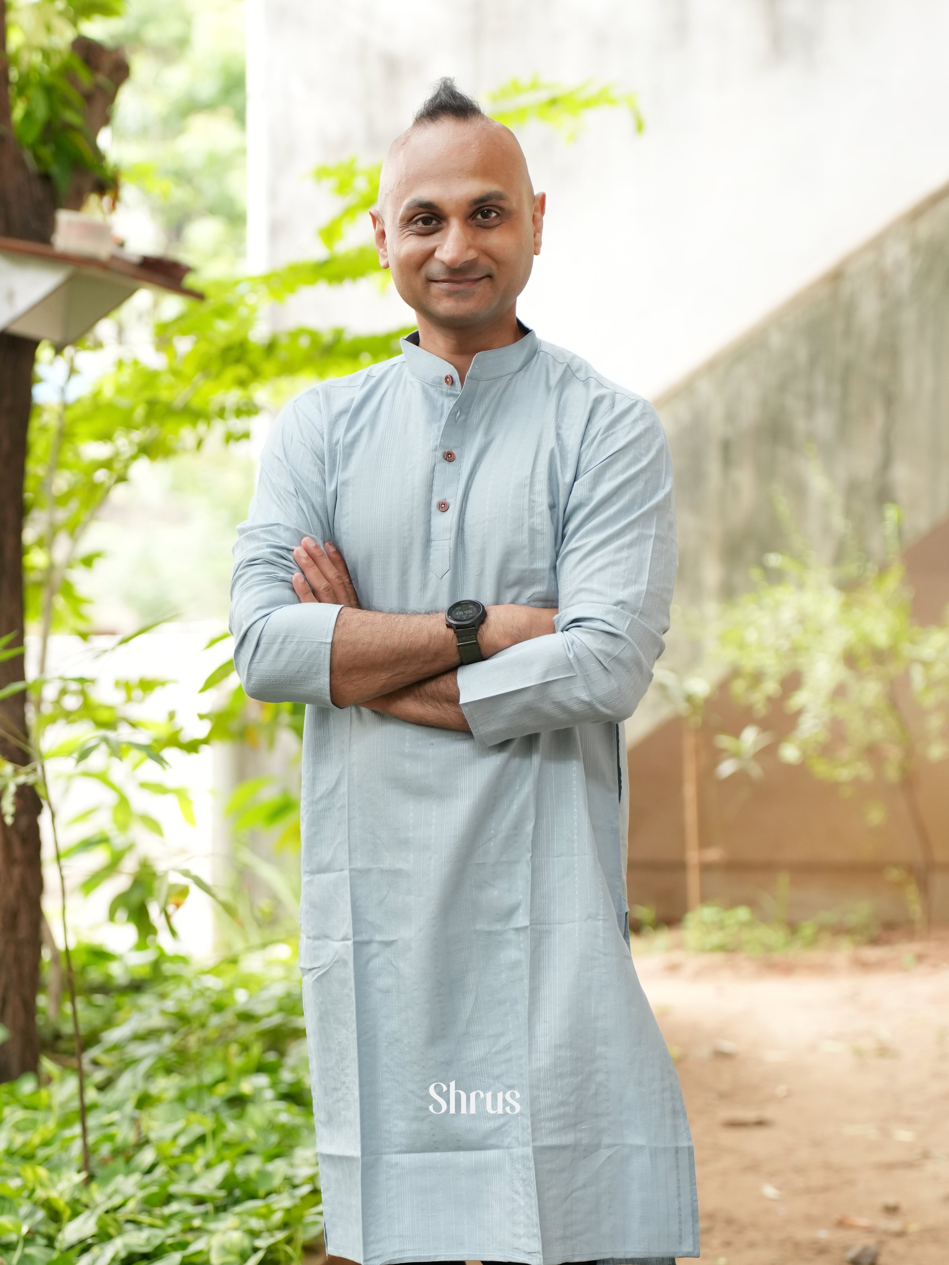 Blue  - Readymade Mens Kurta - Shop on ShrusEternity.com