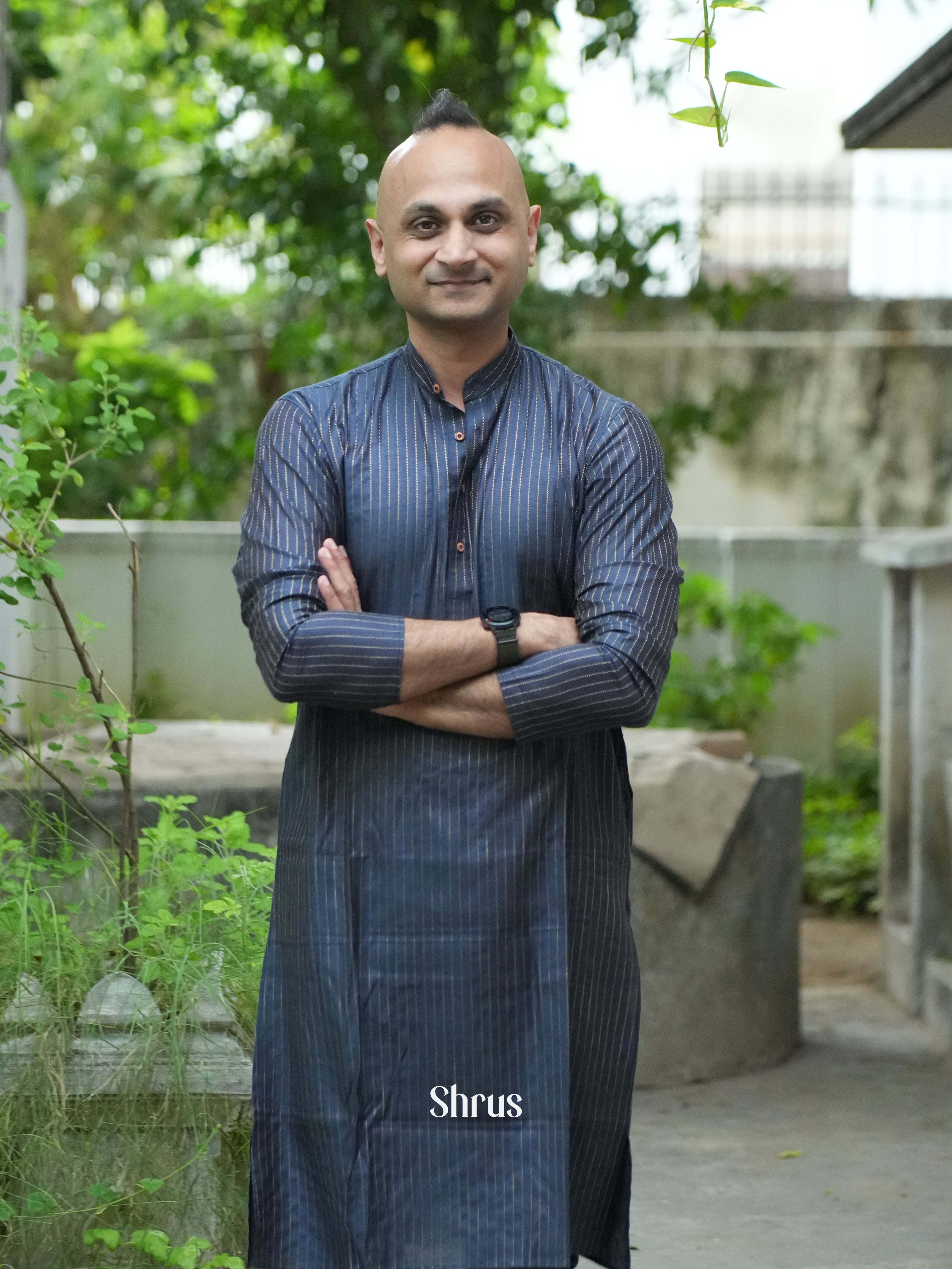 Blue - Readymade Mens Kurta - Shop on ShrusEternity.com