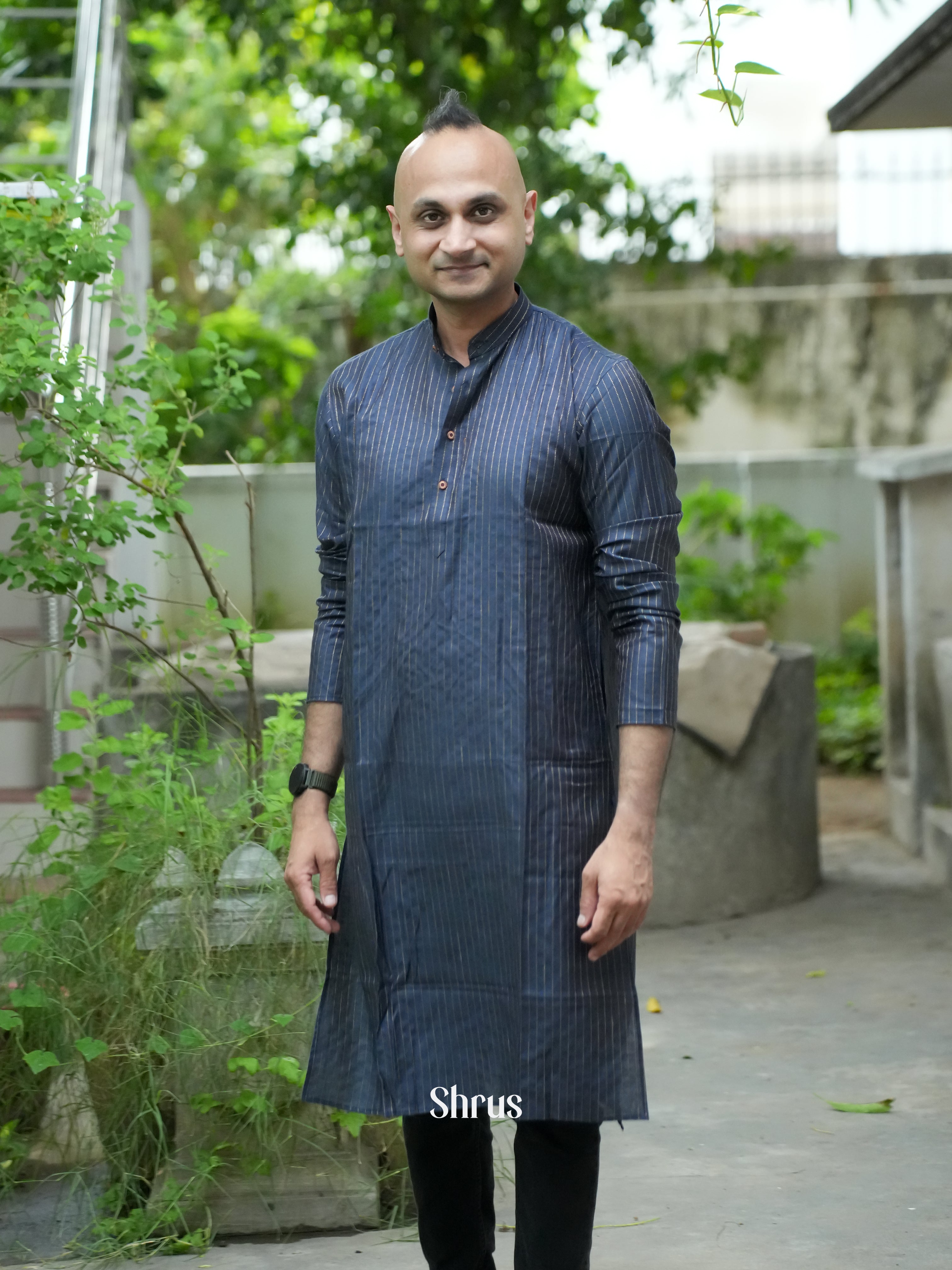 Blue - Readymade Mens Kurta - Shop on ShrusEternity.com