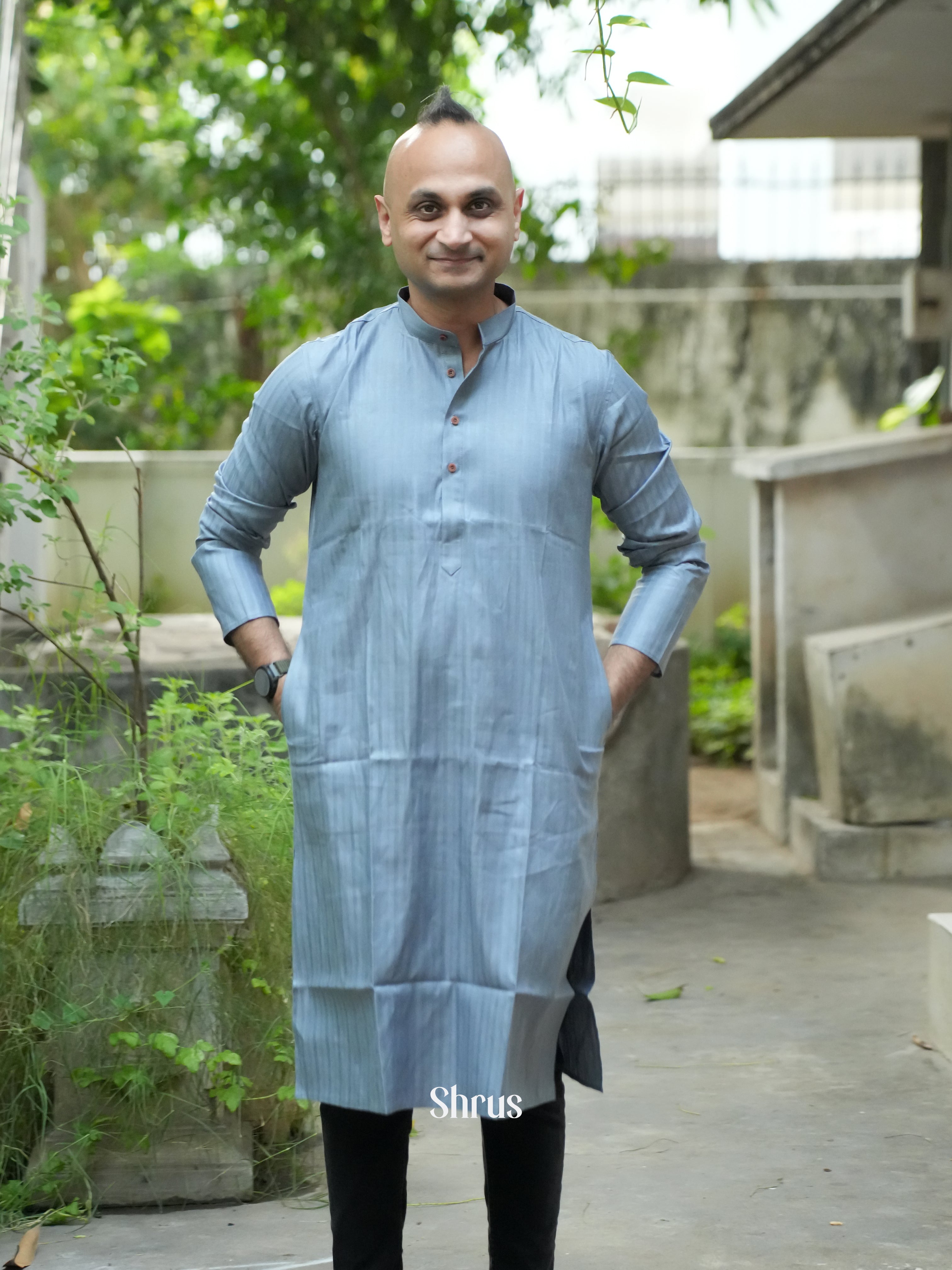 Blue - Readymade Mens Kurta - Shop on ShrusEternity.com