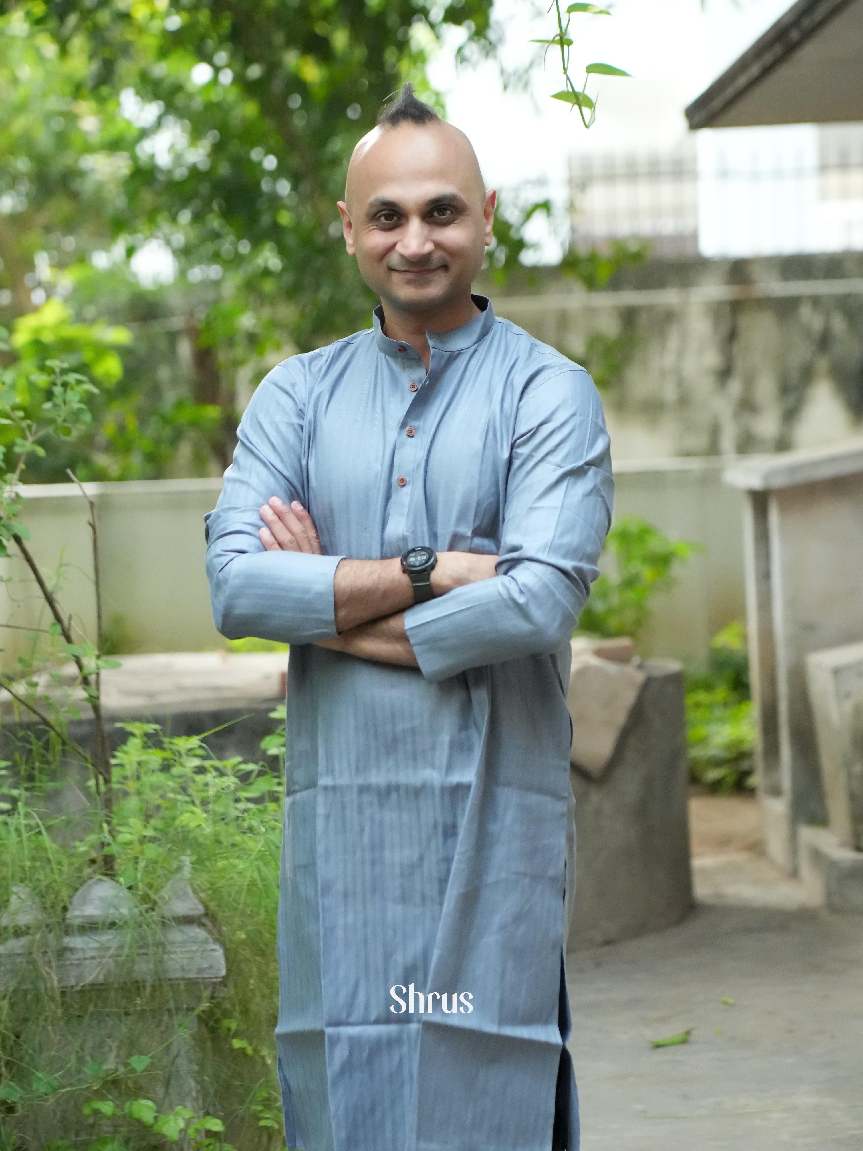 Blue - Readymade Mens Kurta - Shop on ShrusEternity.com