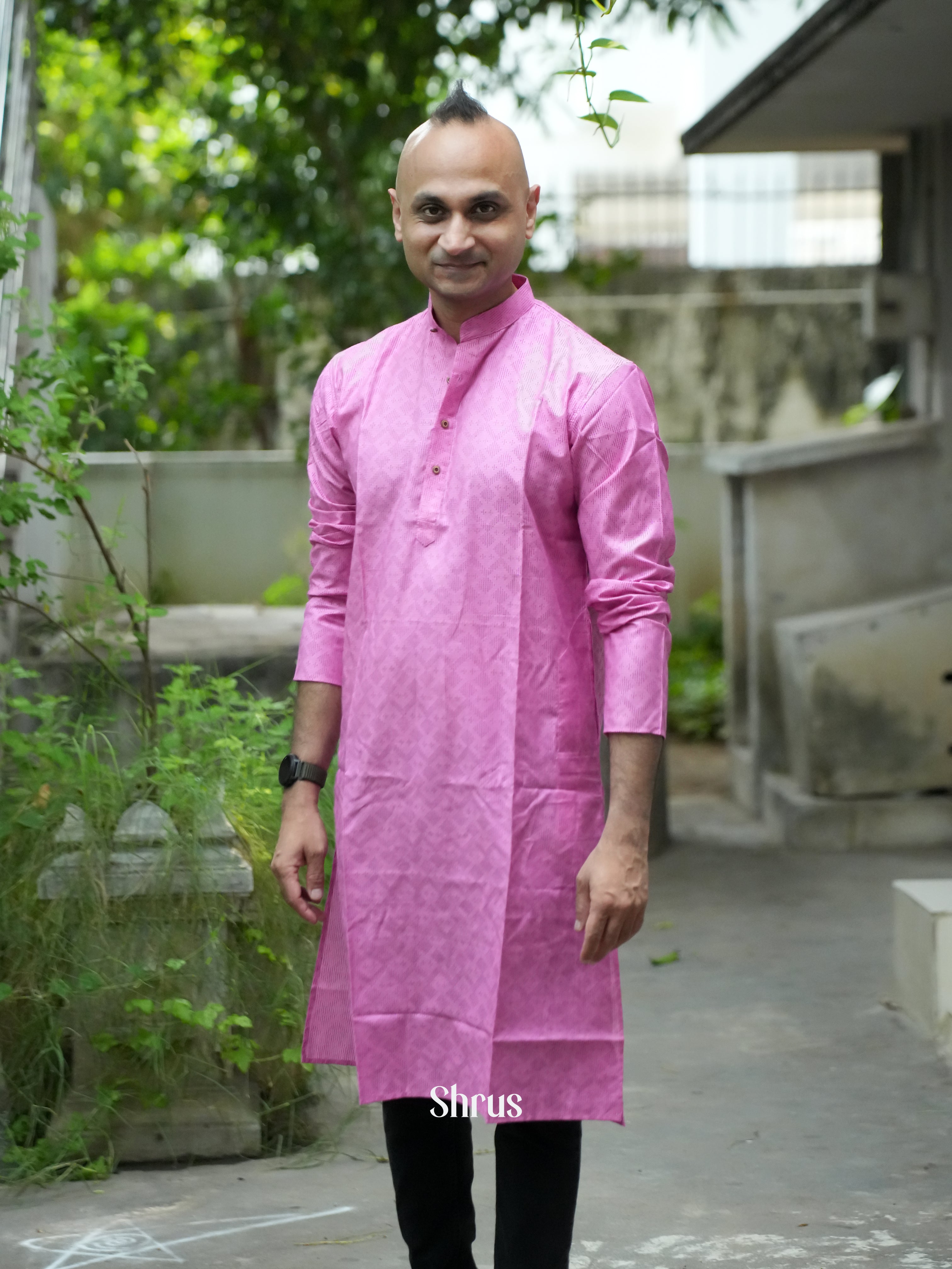 Pink- Readymade Mens Kurta - Shop on ShrusEternity.com