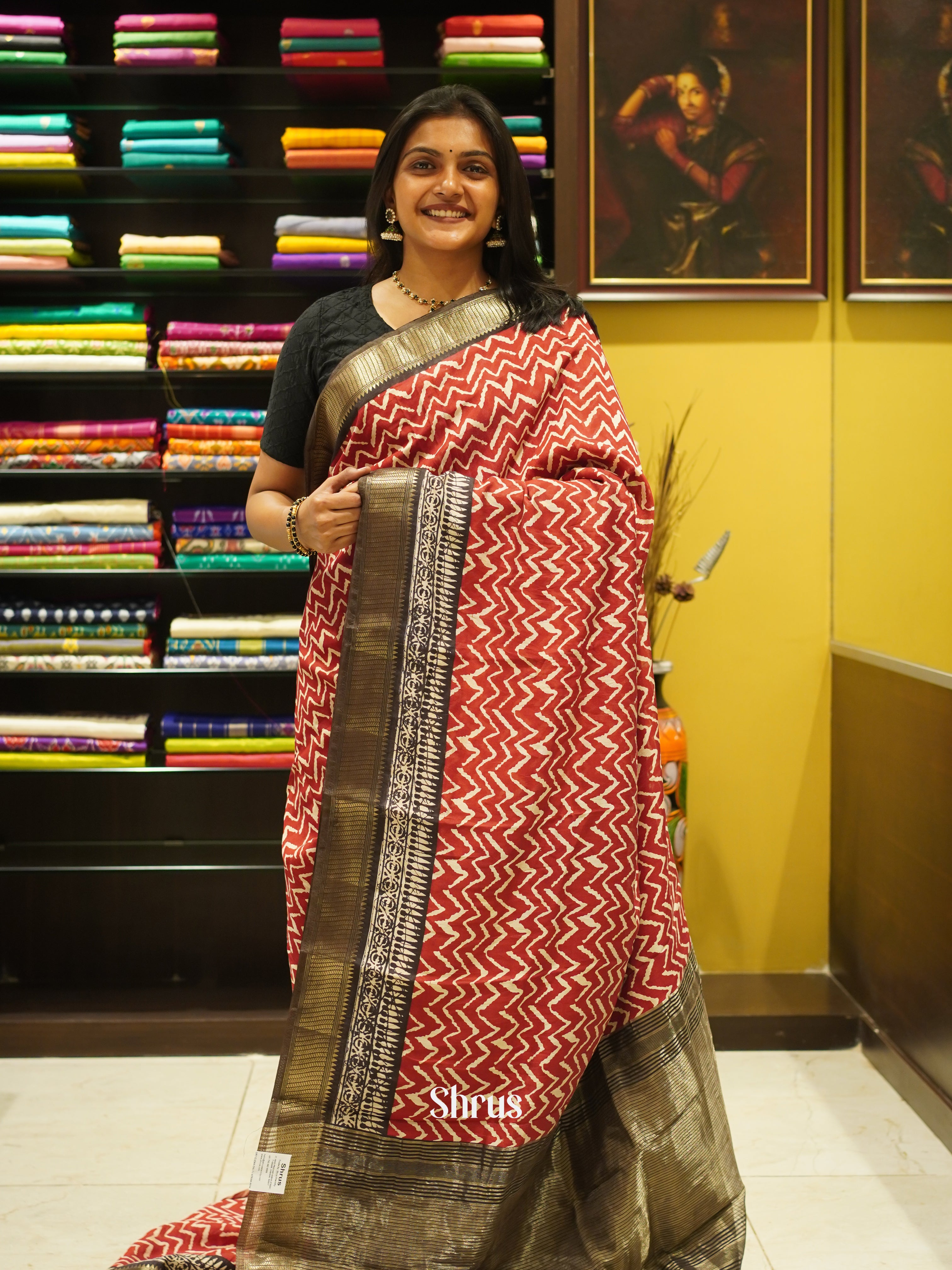 Red & Black - Art Modal Saree - Shop on ShrusEternity.com