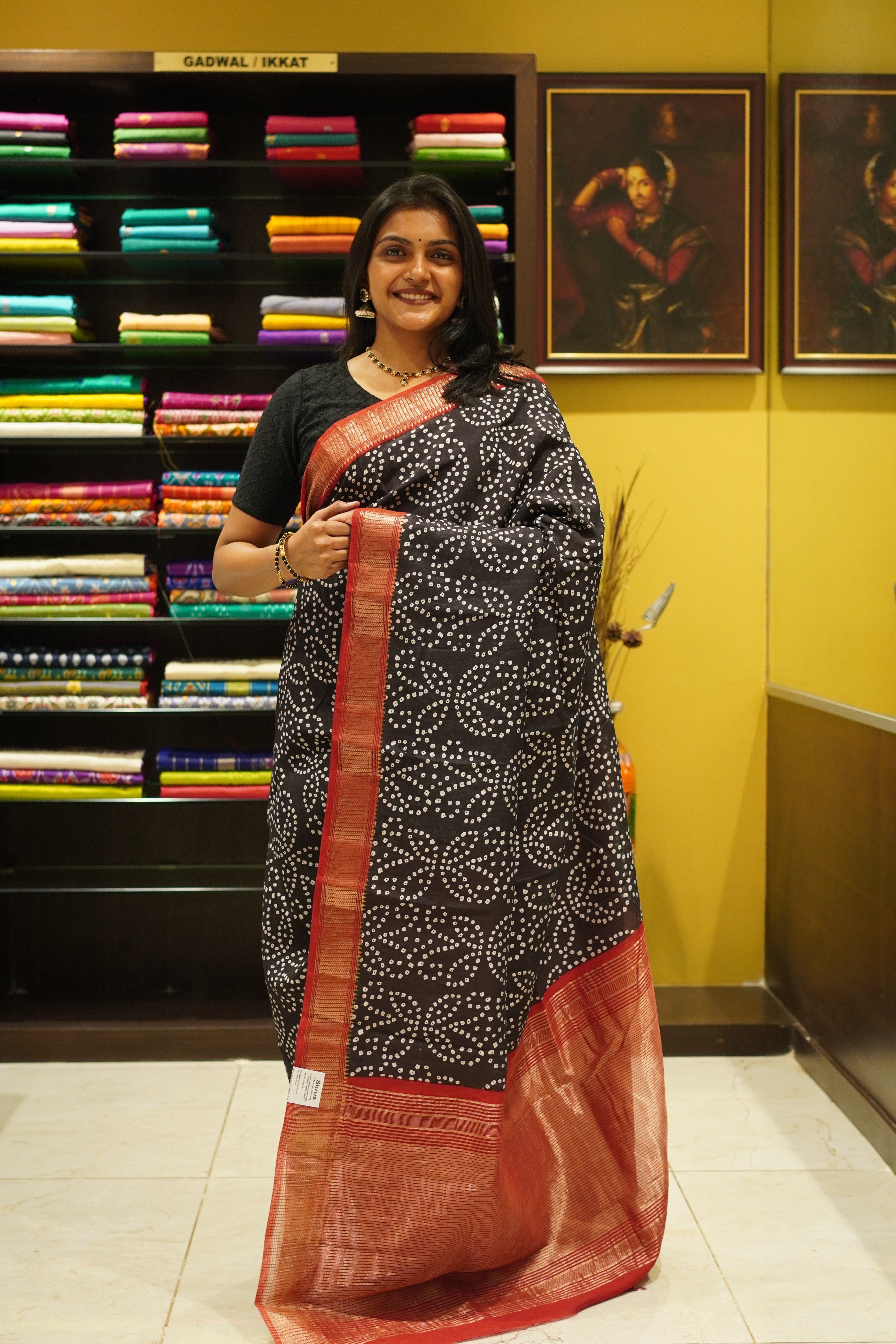Black & Red - Art Modal Saree - Shop on ShrusEternity.com