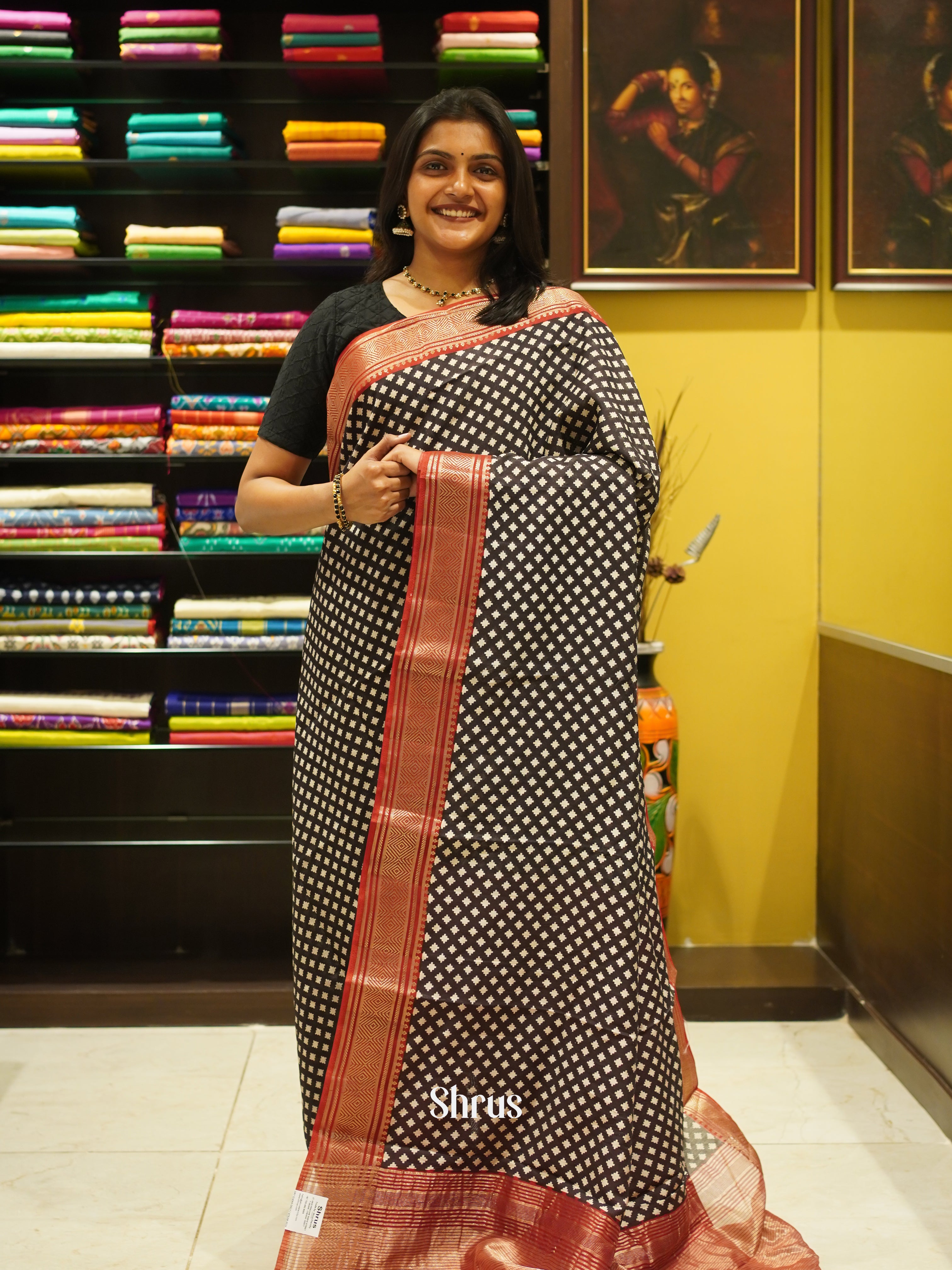 Black & Red - Art Modal Saree - Shop on ShrusEternity.com