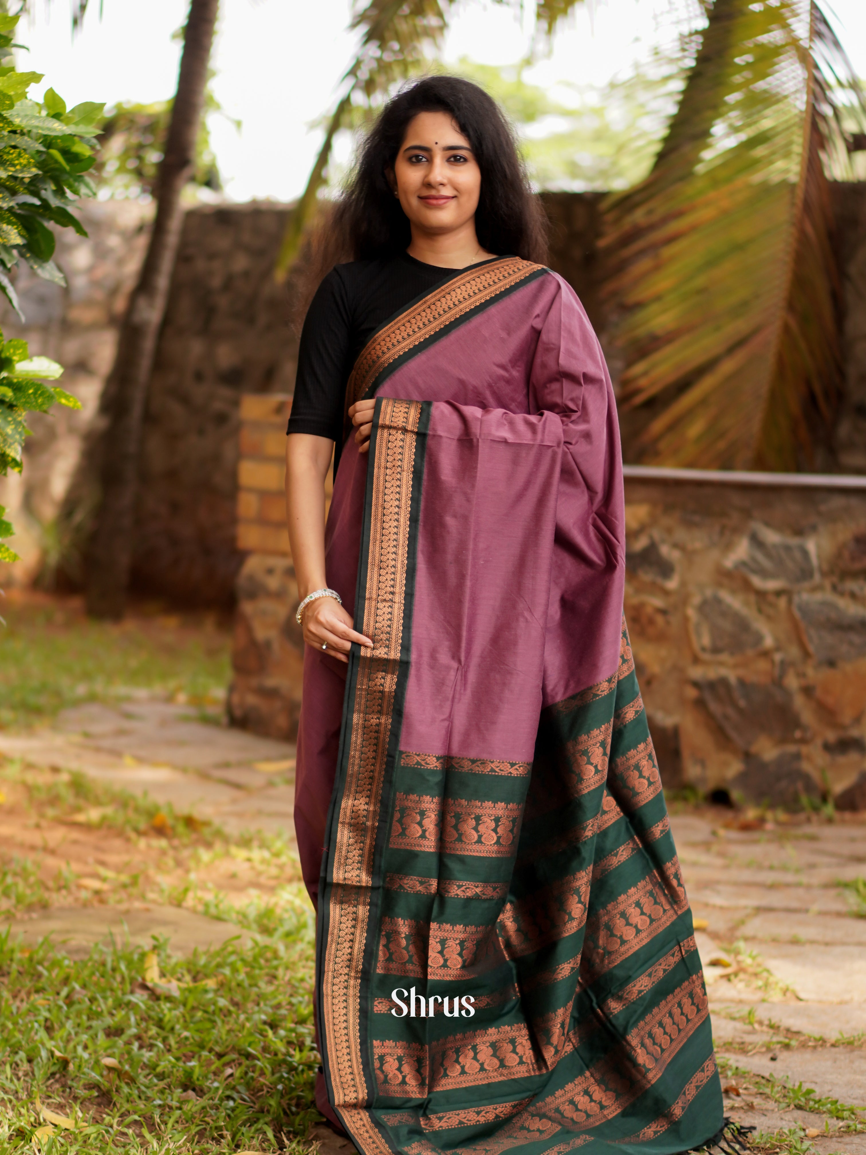 Purple & Green - Kalyani Cotton Saree