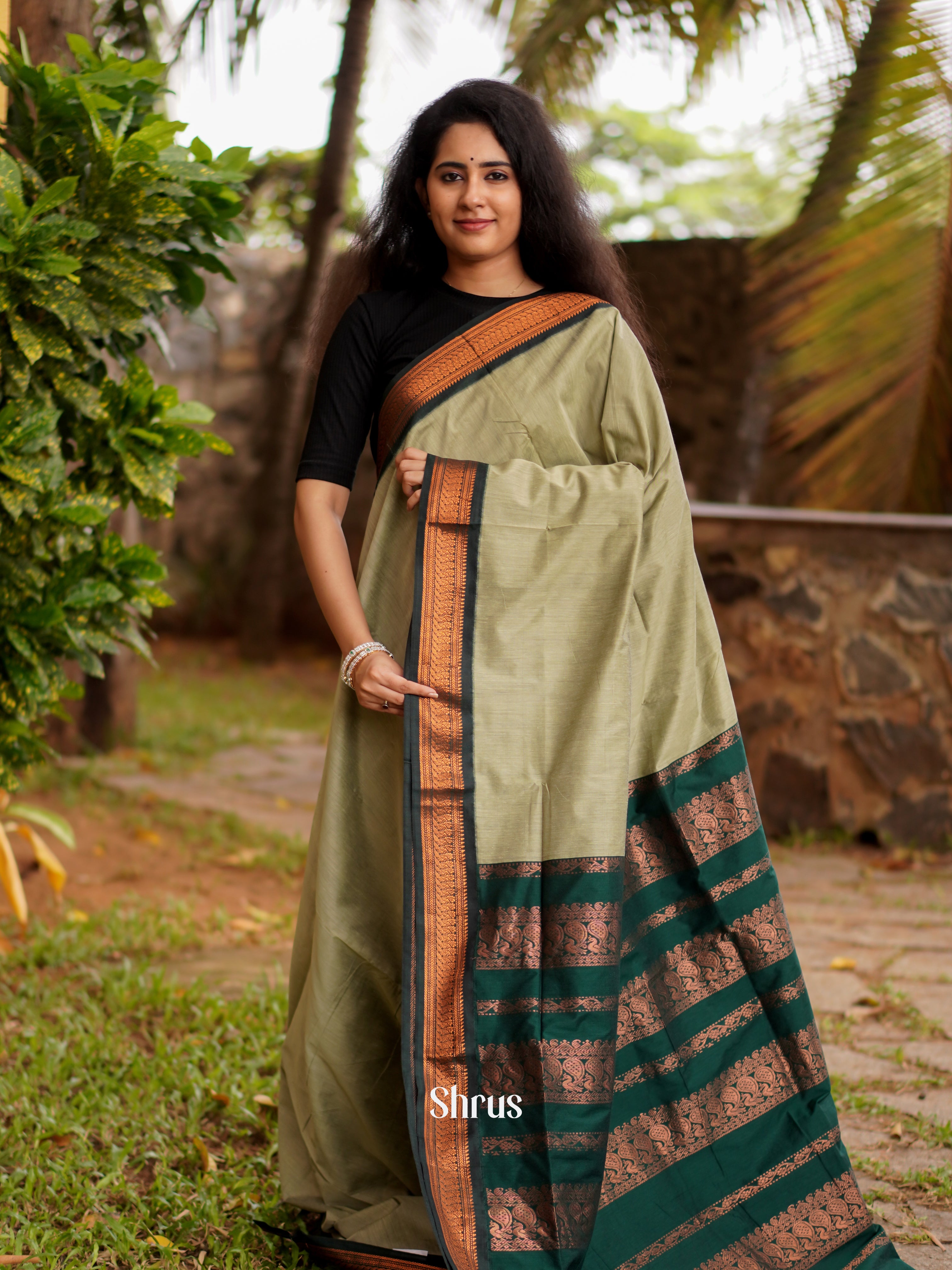 Elachi Green & Green  - Kalyani Cotton Saree