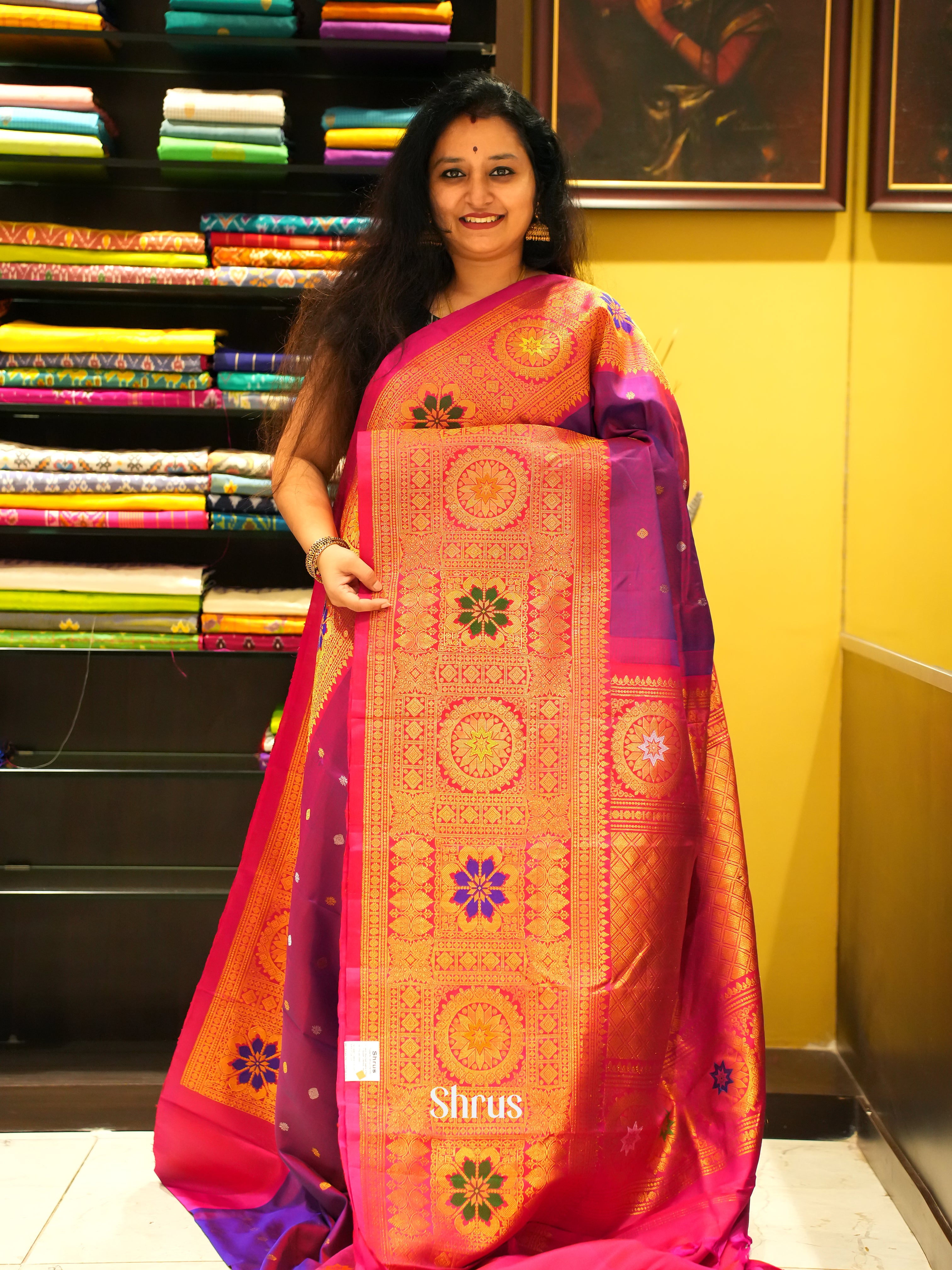 Purple & Pink- Gadwal Silk Saree