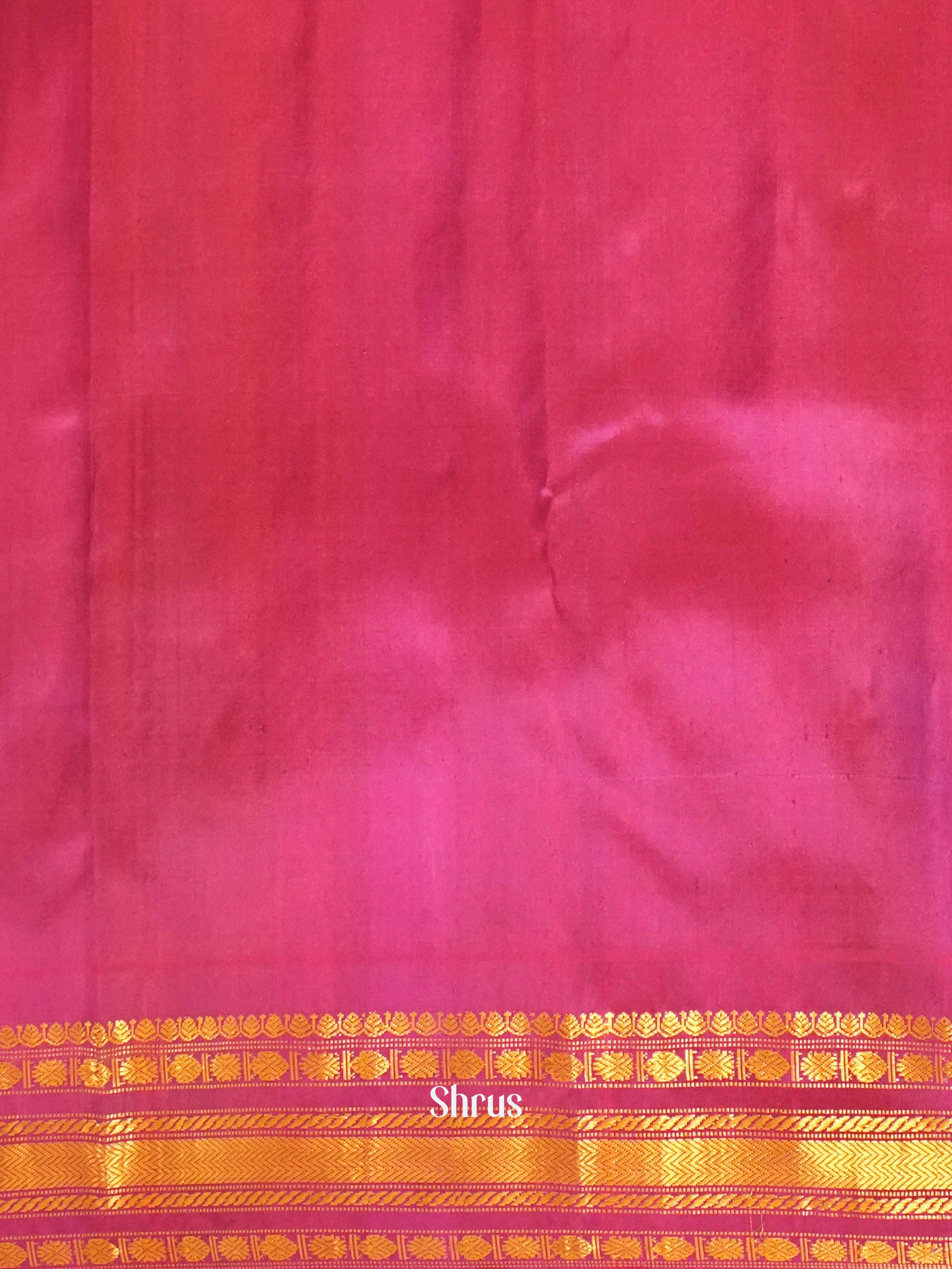 Cream & Pink - Gadwal Silk Saree