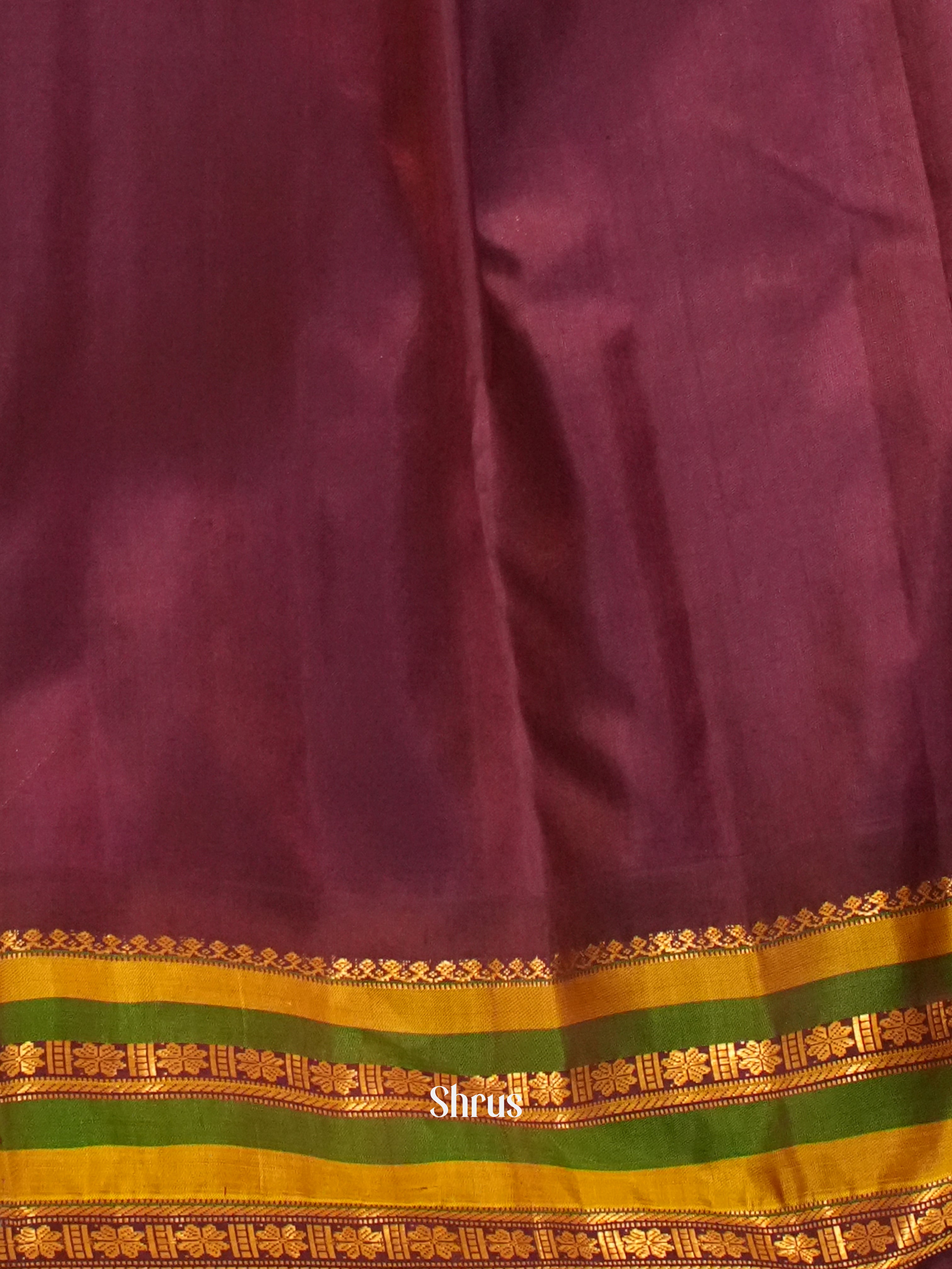 Green &  Wine - Gadwal Silk Saree