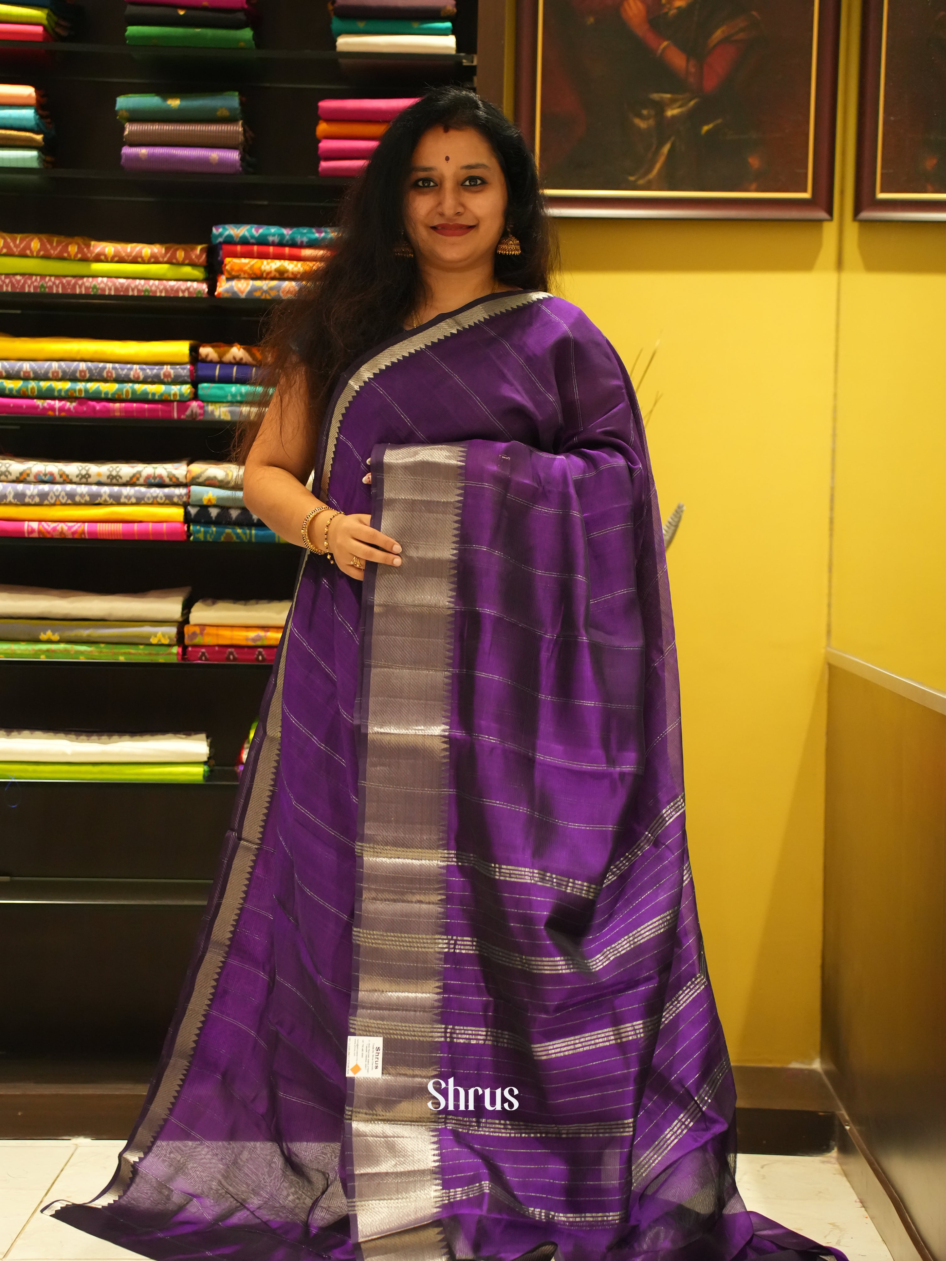 Violet(Single tone) - Mangalagiri Silk Cotton Saree