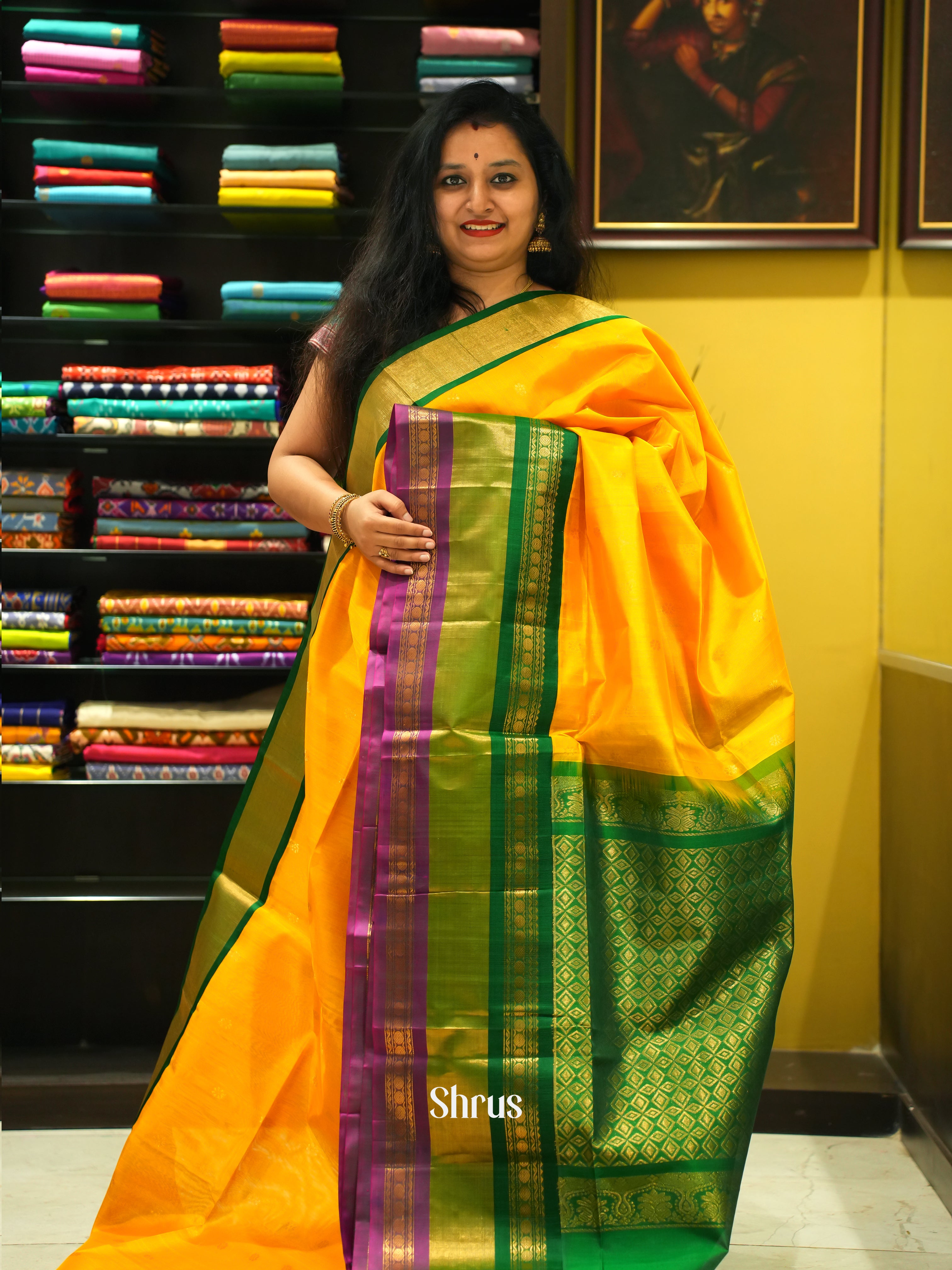 Yellow & Green - Silk Cotton