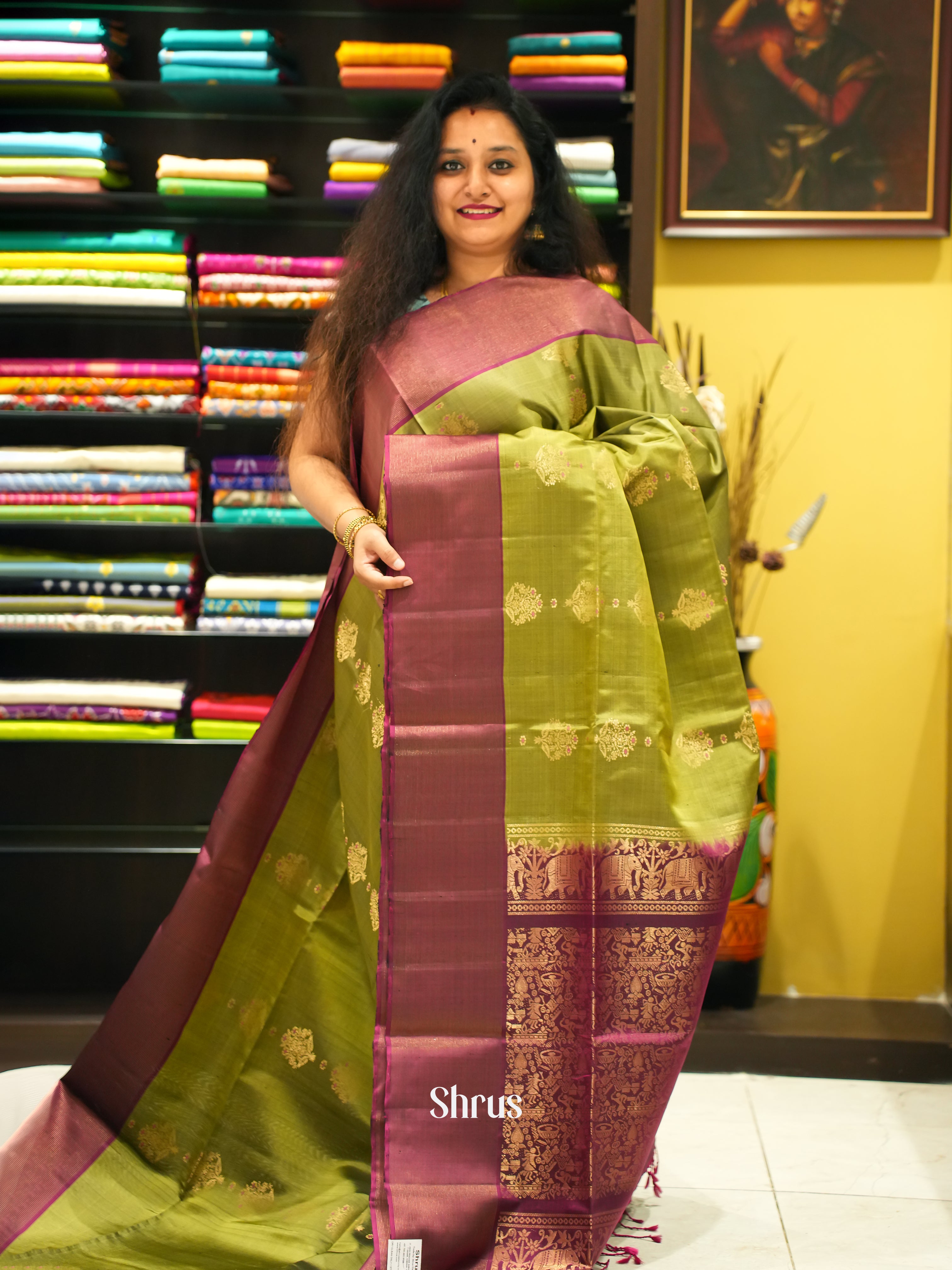 Green & Pink - soft Silk Saree - Shop on ShrusEternity.com