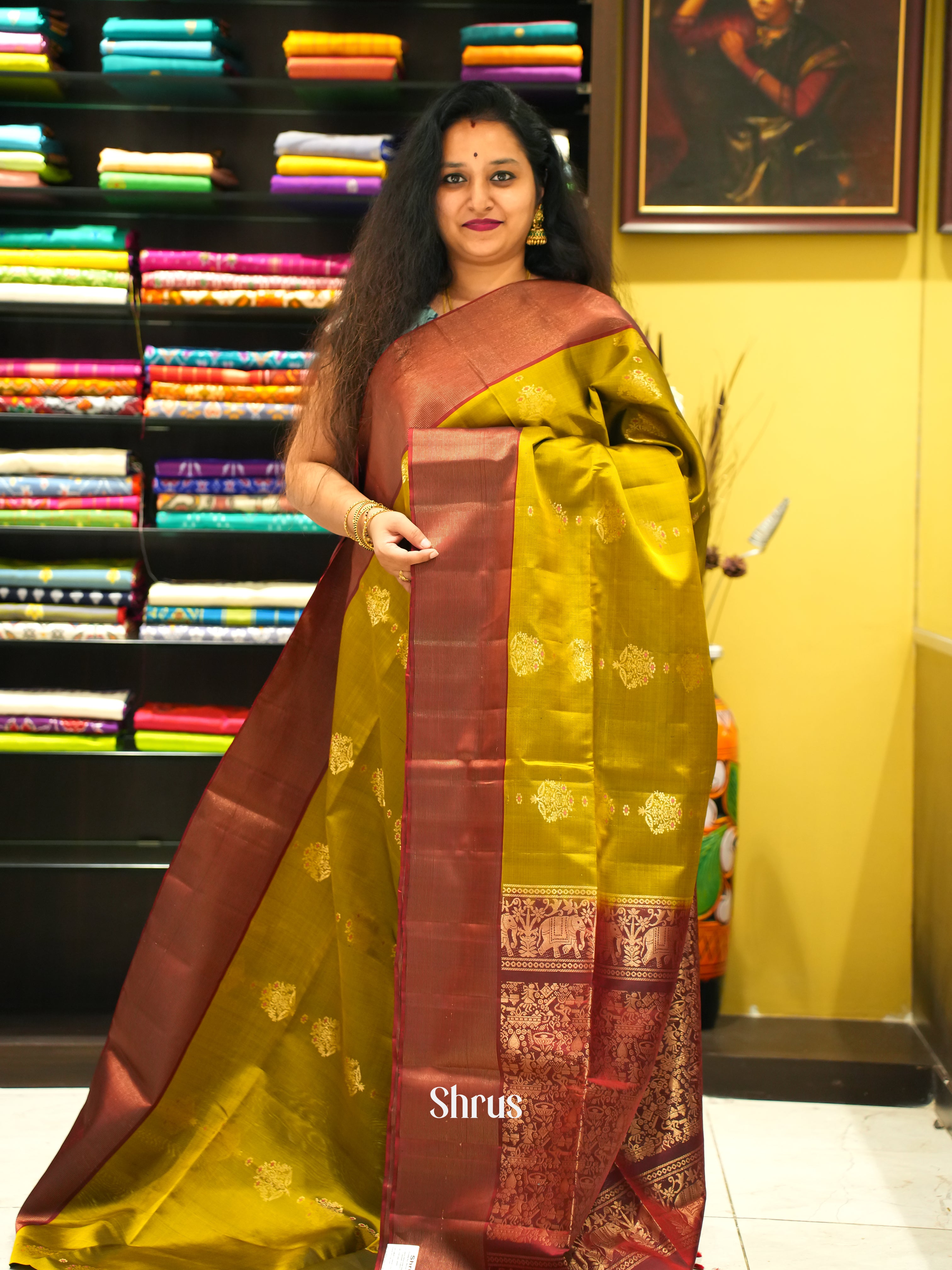 Green & Maroon - soft Silk Saree - Shop on ShrusEternity.com