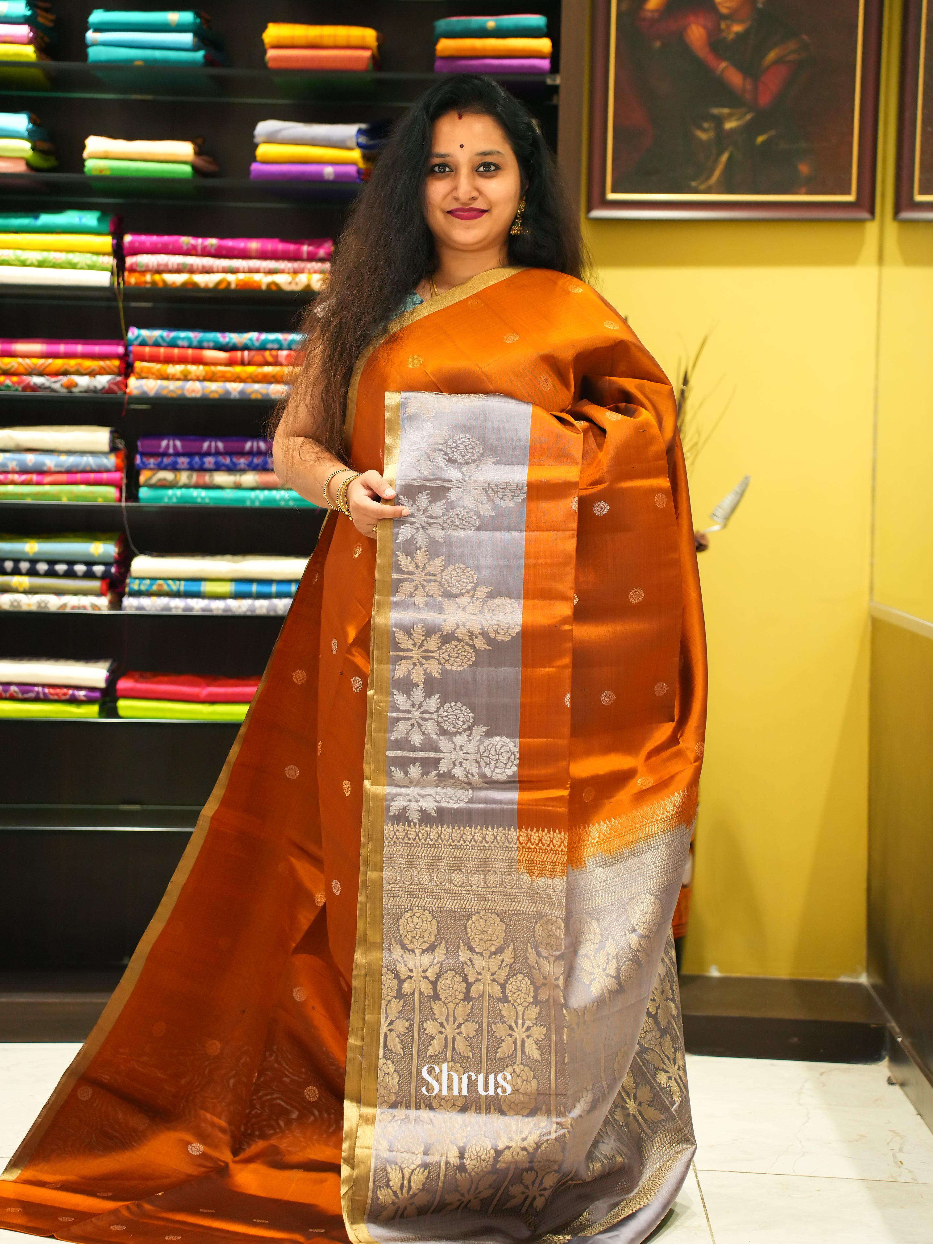 Brick & Silver - soft Silk Saree - Shop on ShrusEternity.com