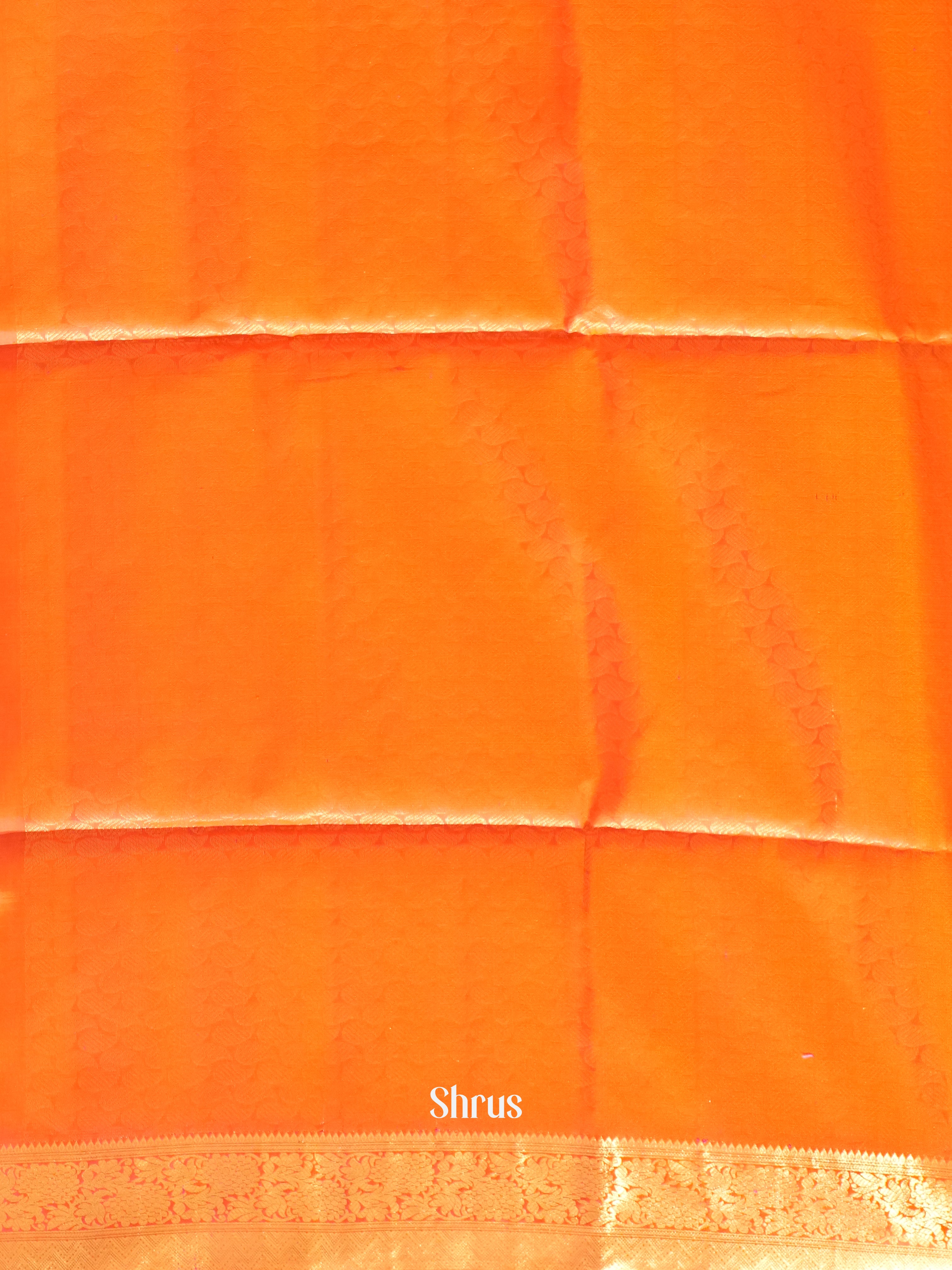 Beige & Orange - Soft Silk Saree