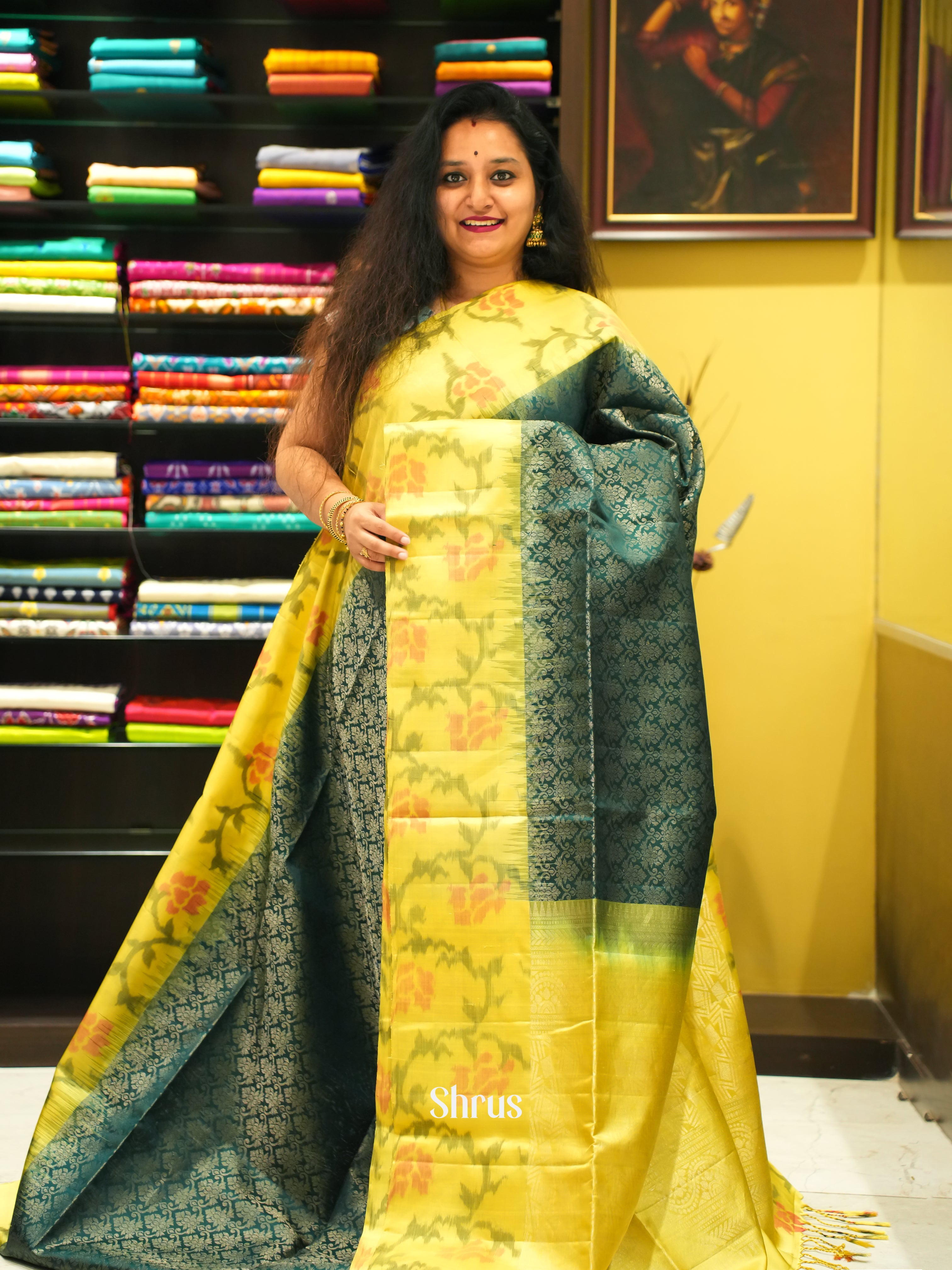 Green & Yellow - Soft Silk Saree