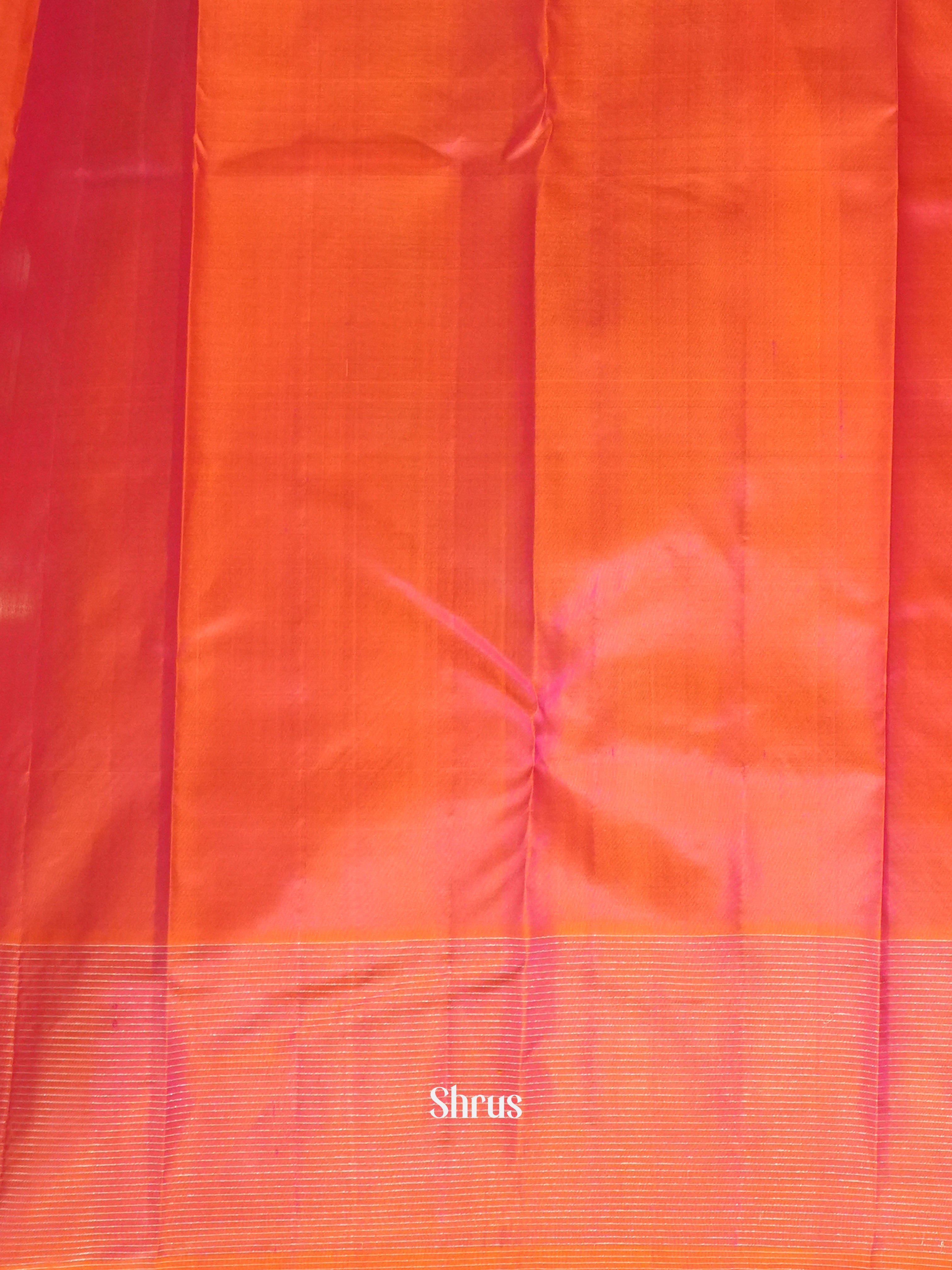 Blue & Orangish Pink  - Soft Silk Saree